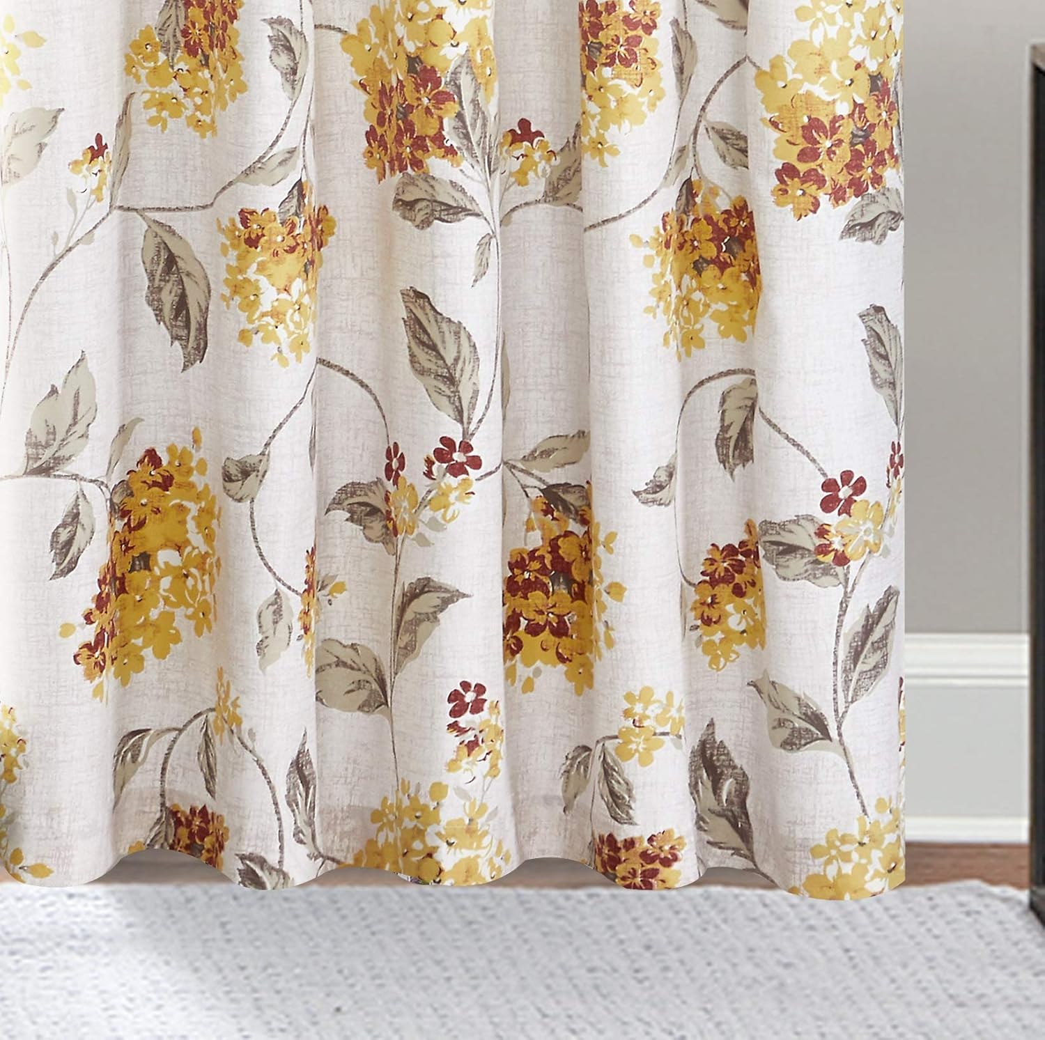 Sunclipse Modern Floral Warwick – Cortina para ventana, 50 x 95 pulgadas, color amarillo