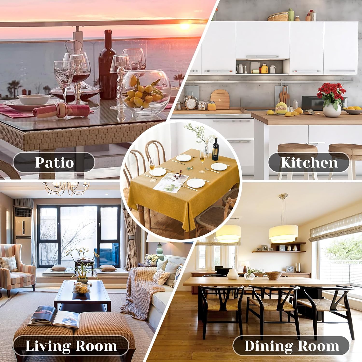 Mantel rectangular de tela texturizada de 52 x 70 pulgadas, mantel impermeable de otoño, mantel de poliéster sin arrugas, mantel de cocina y