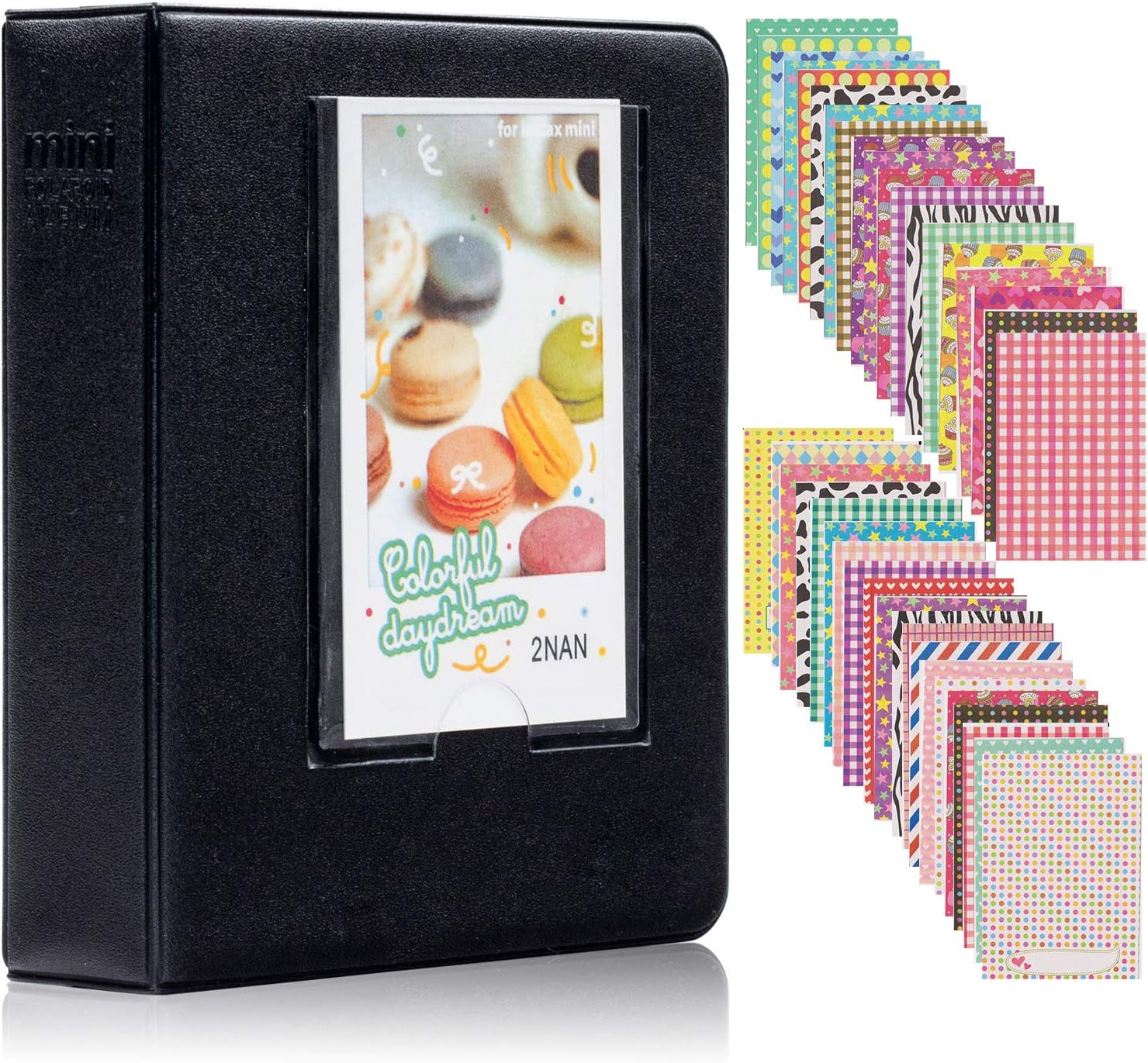 Ablus – Álbum de fotos con 64 bolsillos para fotos instantáneas de cámaras Fujifilm Instax Mini 7s 8 8+ 9 25 26 50s 70 90 y letrero, pequeño