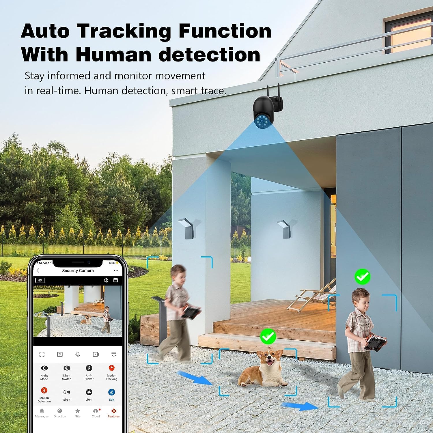ENSTER Cámara de seguridad de 2.5K 4MP para exterioreshogares, cámara WiFi 0.18 oz, bandas dobles de 2.4G5GHz, cámara IP PTZ de 360 para exteriores