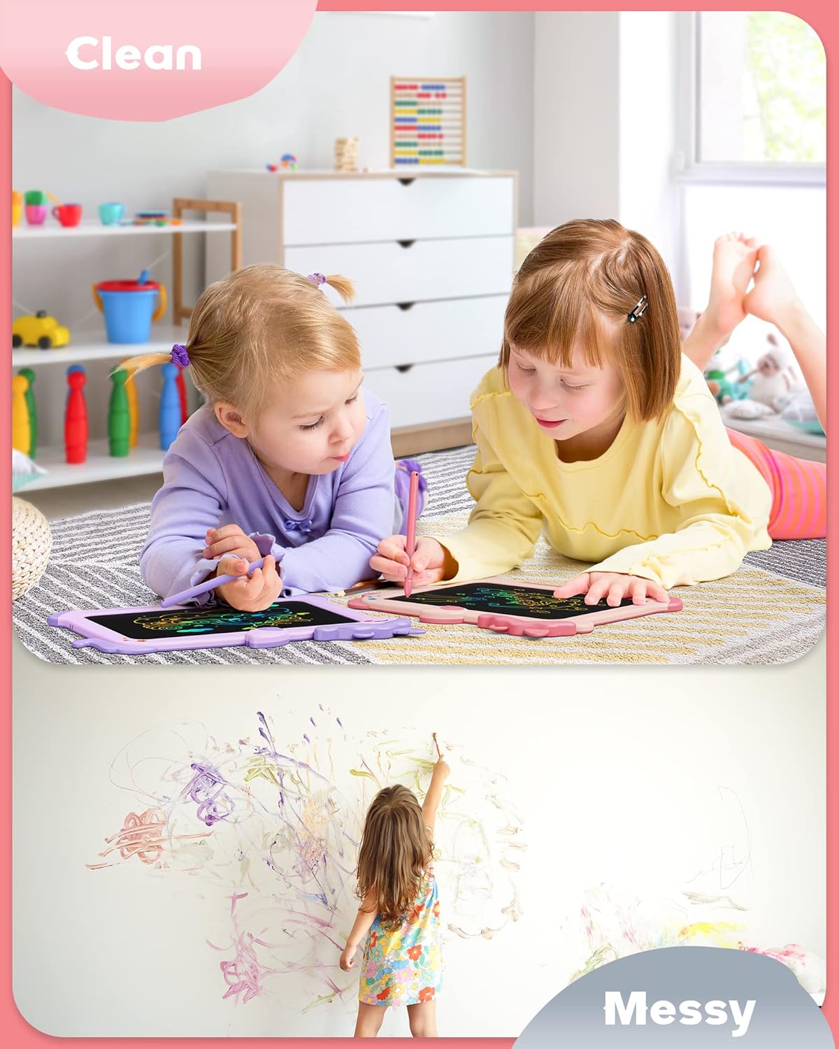 bravokids Tableta de escritura LCD de 8,5 pulgadas, tablero de dibujo magnético