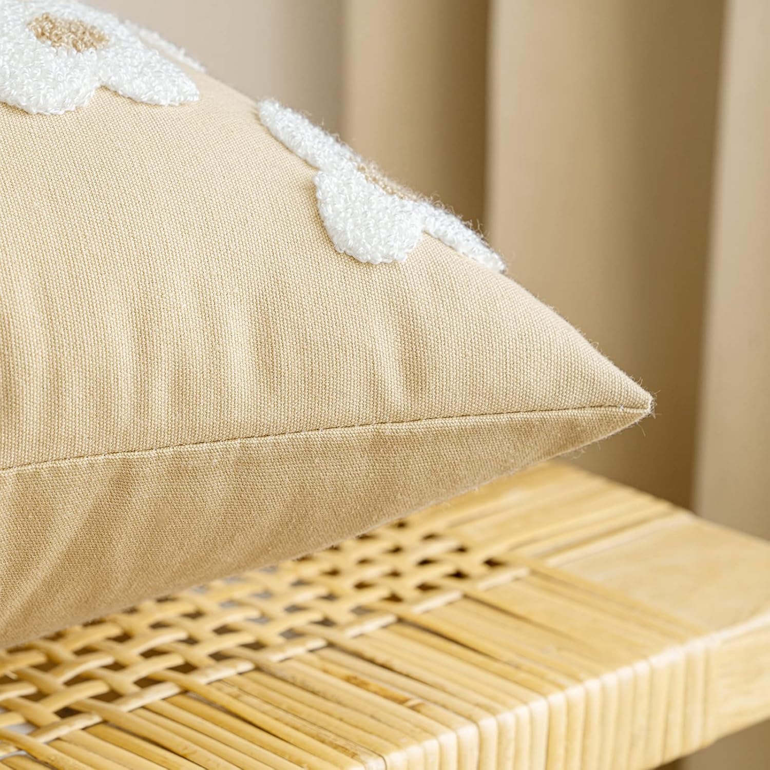 EMEMA Juego de 2 fundas de cojín decorativas de jacquard, diseño de margaritas y sol, flor, jacquard, para sofá, cama, sala de estar y dormitorio,