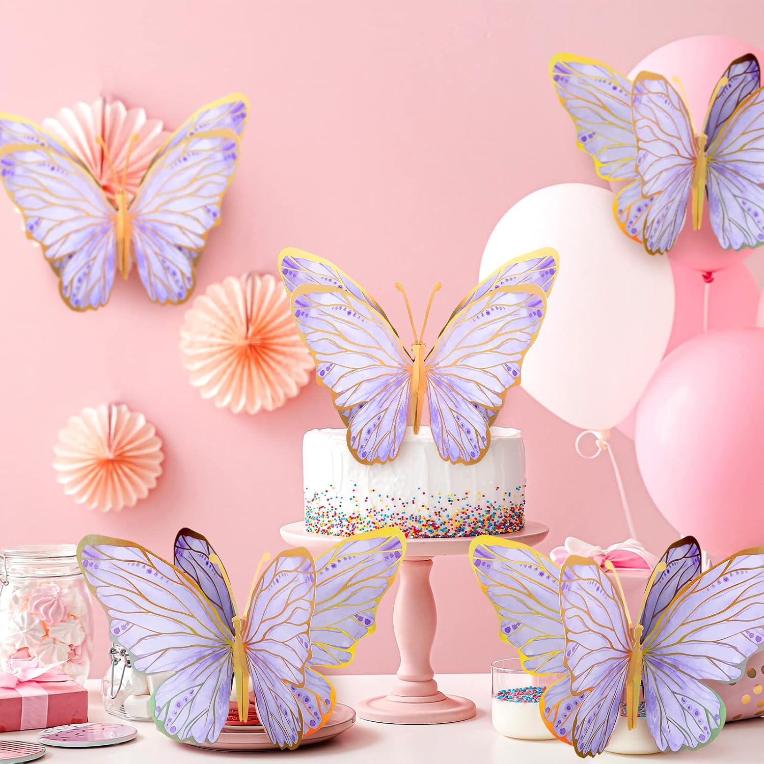 10 centros de mesa de mariposa para mesas, decoraciones de fiesta de mariposa, centros de mesa, decoración de pared para cumpleaños, baby shower,