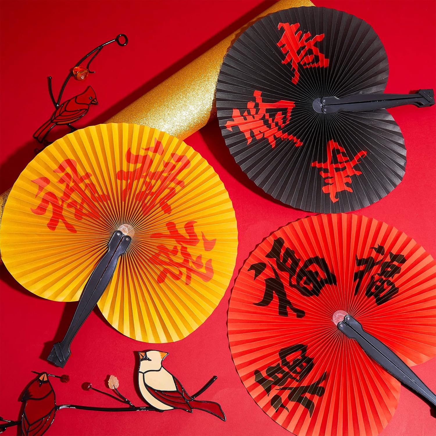 15 abanicos de papel de mano oriental, para fanáticos del Año Nuevo chino, para decoración de bodas, fiestas de cumpleaños, suministros (estilo
