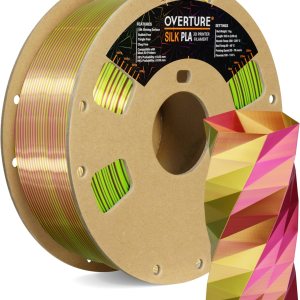 OVERTURE Filamento PLA de seda de doble color de 0.069 pulgadas, filamento de impresora 3D brillante sin obstrucciones, carrete de 2.2 libras, OVERTURE Filamento PLA de seda de doble color de 0.069 pulgadas, filamento de impresora 3D brillante sin obstrucciones, carrete de 2.2 libras,