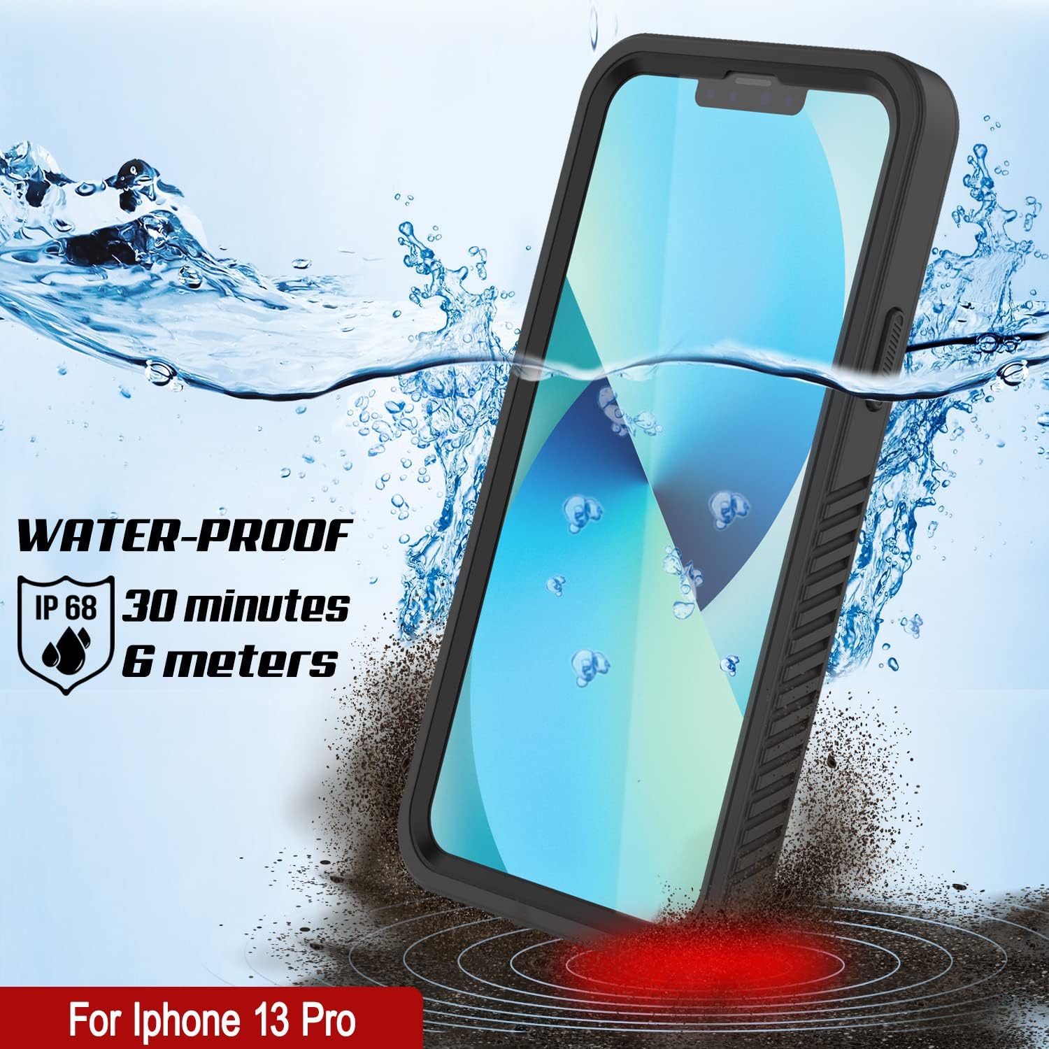 Punkcase Funda impermeable para iPhone 13 Pro (serie Extreme Mag) ajuste delgado certificado IP68 a prueba de golpes a prueba de nieve con protector