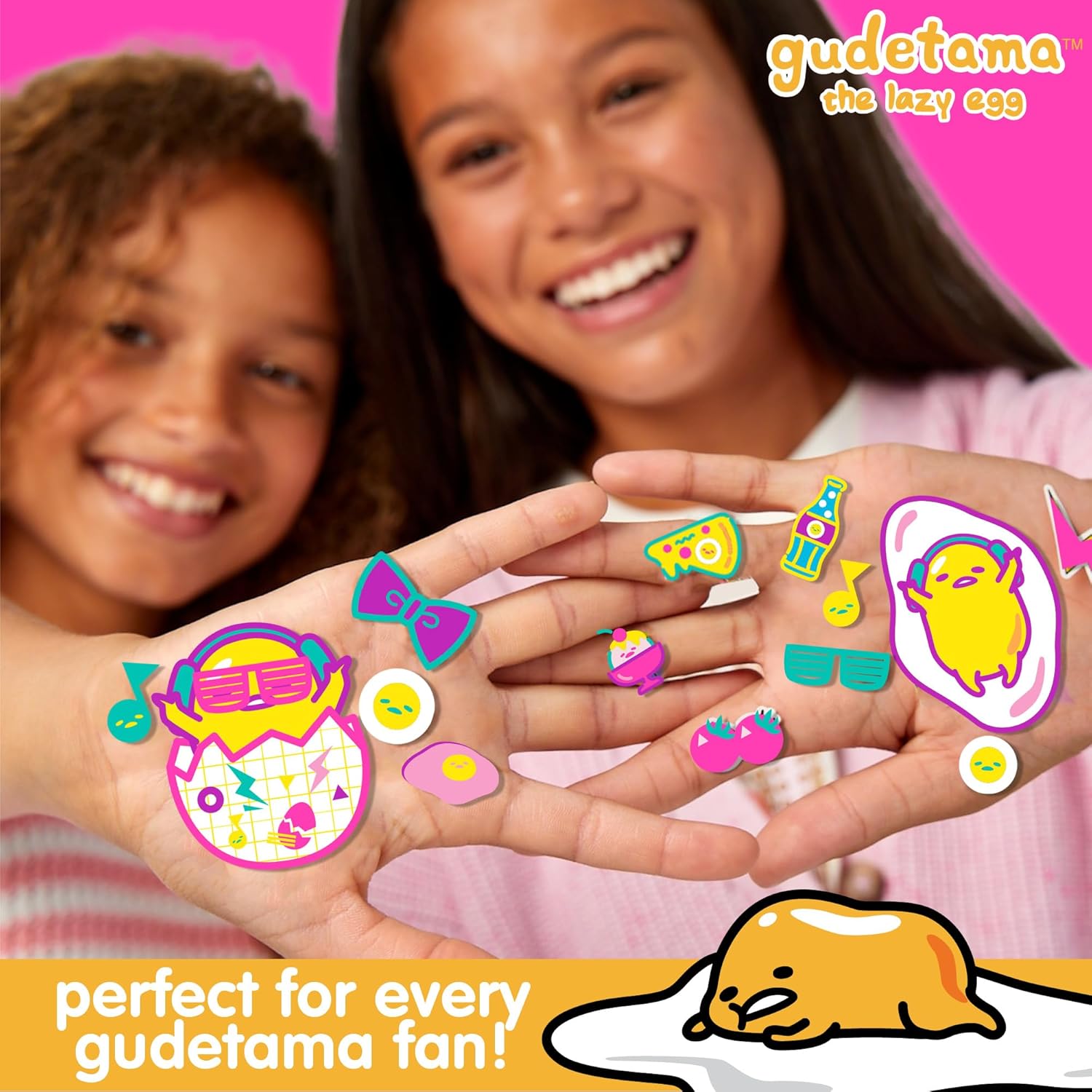 Juego de calcomanías hinchadas de Gudetama el huevo perezoso, incluye más de 25 calcomanías reutilizables de Gudetama y 2 escenas de juego de