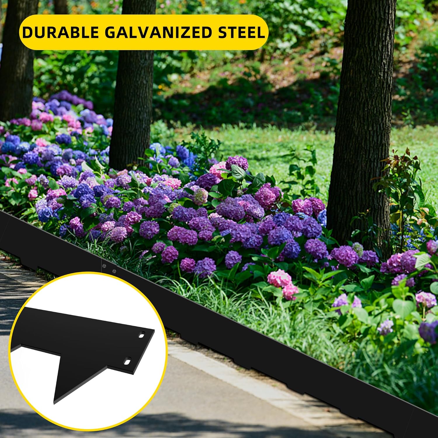 Paquete de 5 bordes de acero para jardines, bordes de jardín de 40 x 7 pulgadas, borde de acero galvanizado flexible, borde de metal para