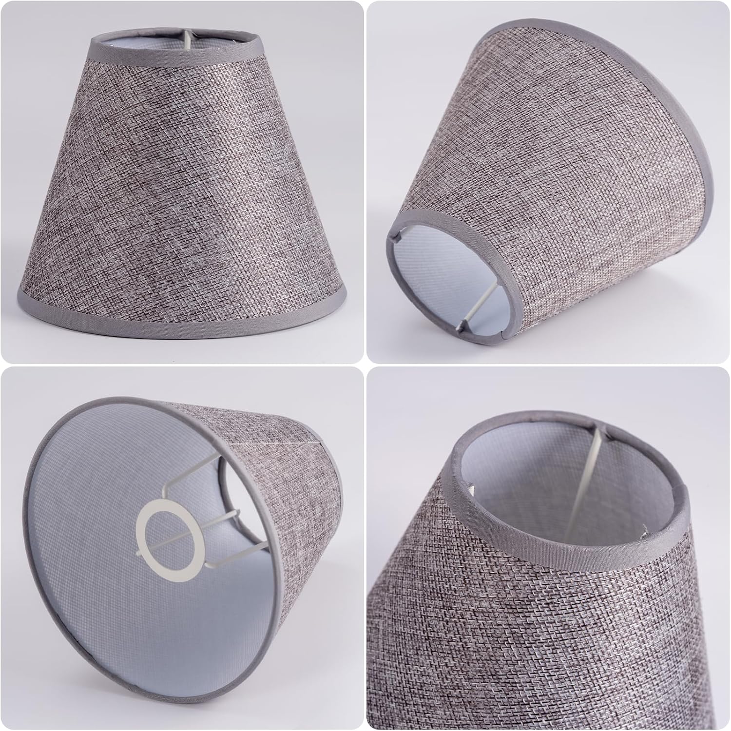 Paquete de 4 pantallas de lámpara de lino natural, pantallas de tambor de 7.8 pulgadas superior x 9.8 pulgadas inferior x 9.8 pulgadas de alto,