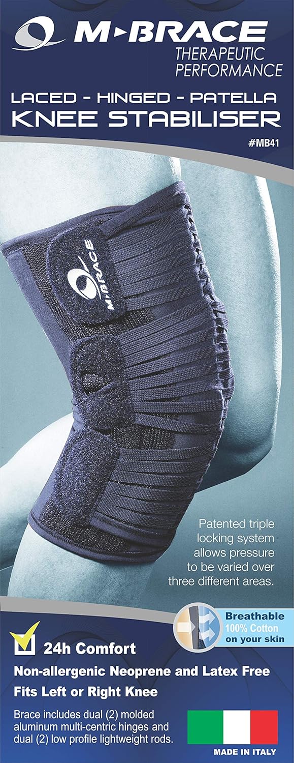 41 Vega Plus Rodillera estabilizadora de rótula con bisagras, correa para la rodilla, soporte para rehabilitación y prevención posteriores, 100%
