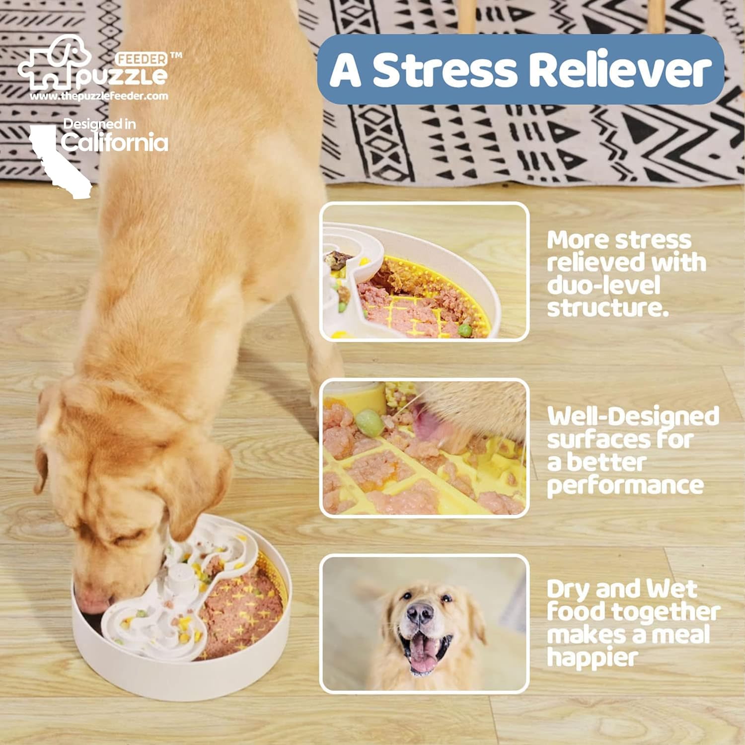 Cuenco para perros, azul, área de lamer de 9.8 pulgadas, sin BPA, antideslizante, reduce la ansiedad, se adapta a múltiples tipos de alimentos