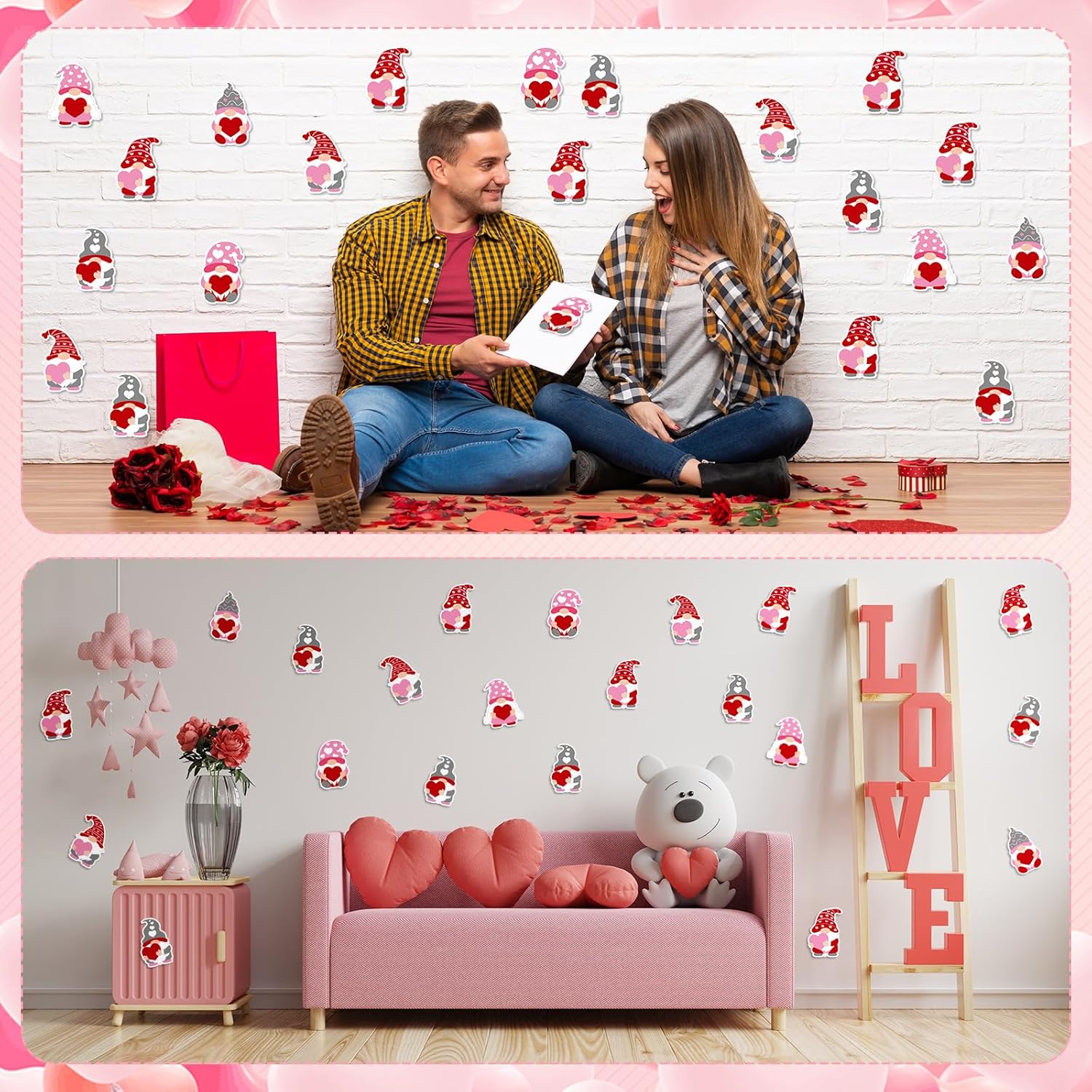 Zonon 90 piezas de recortes de corazón de gnomo, decoración de tablón de anuncios para oficina, aula, fiesta, tablón de anuncios, pizarra de pared,