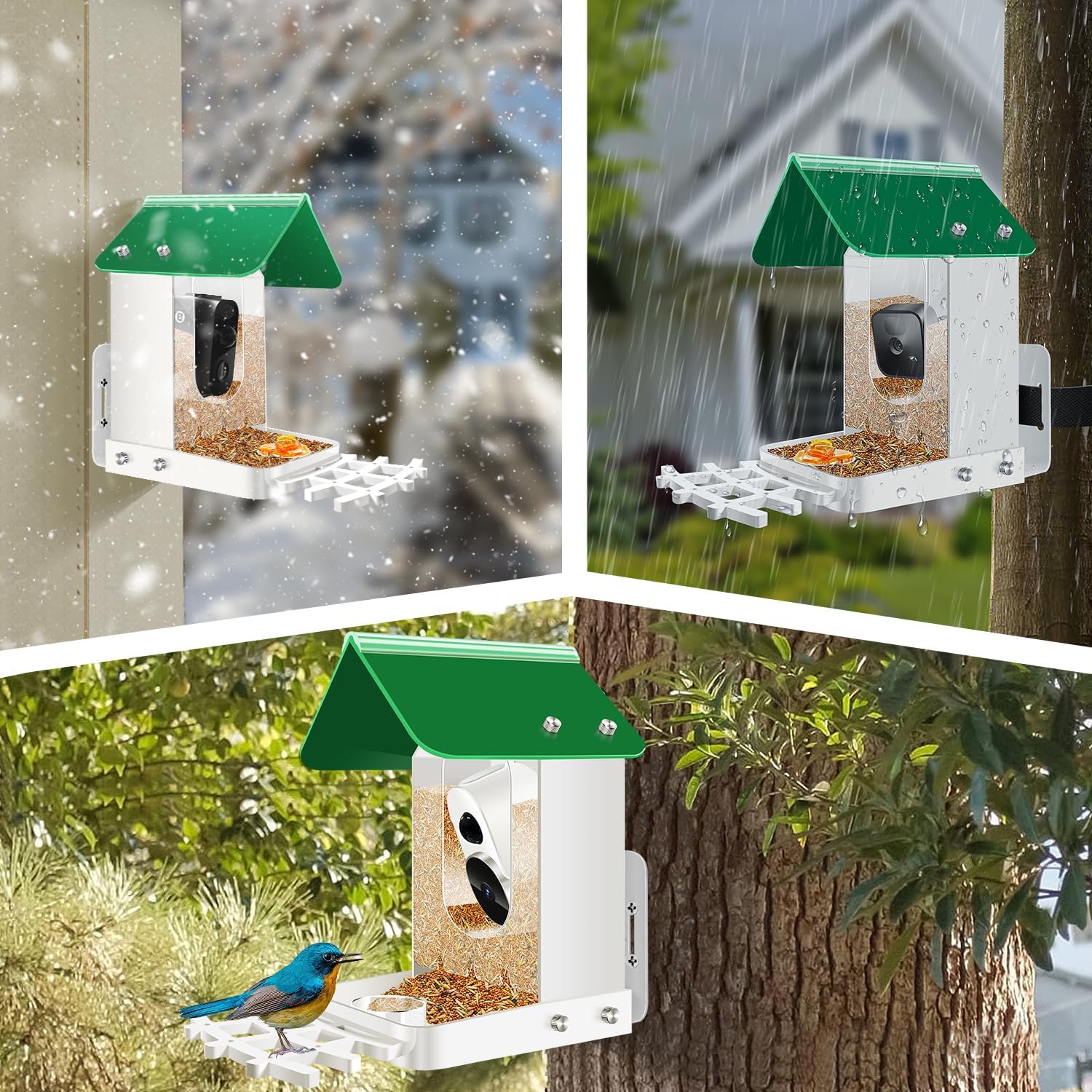 Comedero para pájaros compatible con parpadeos, Wyze y otras cámaras inteligentes para observación de aves con tu cámara de seguridad, regalo para