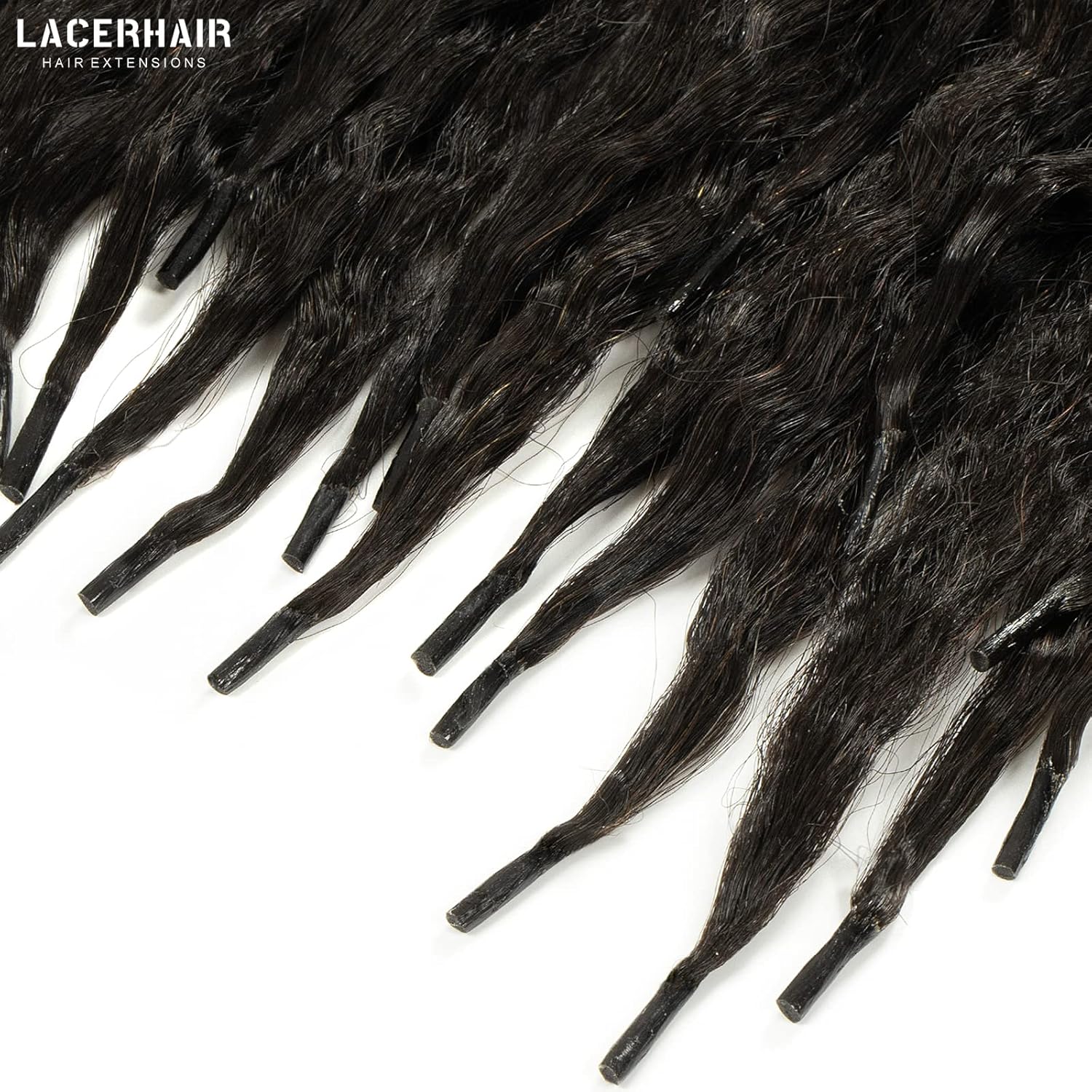 Lacer Itip – Extensiones de cabello humano real Remy liso #1B, extensiones de cabello humano real Remy para mujeres negras, color negro natural, 20