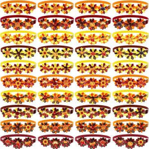 40 lazos de aseo para perros de Acción de Gracias, a granel, ajustables, con pétalos coloridos, accesorios de aseo para mascotas, lazos de flores de 40 lazos de aseo para perros de Acción de Gracias, a granel, ajustables, con pétalos coloridos, accesorios de aseo para mascotas, lazos de flores de