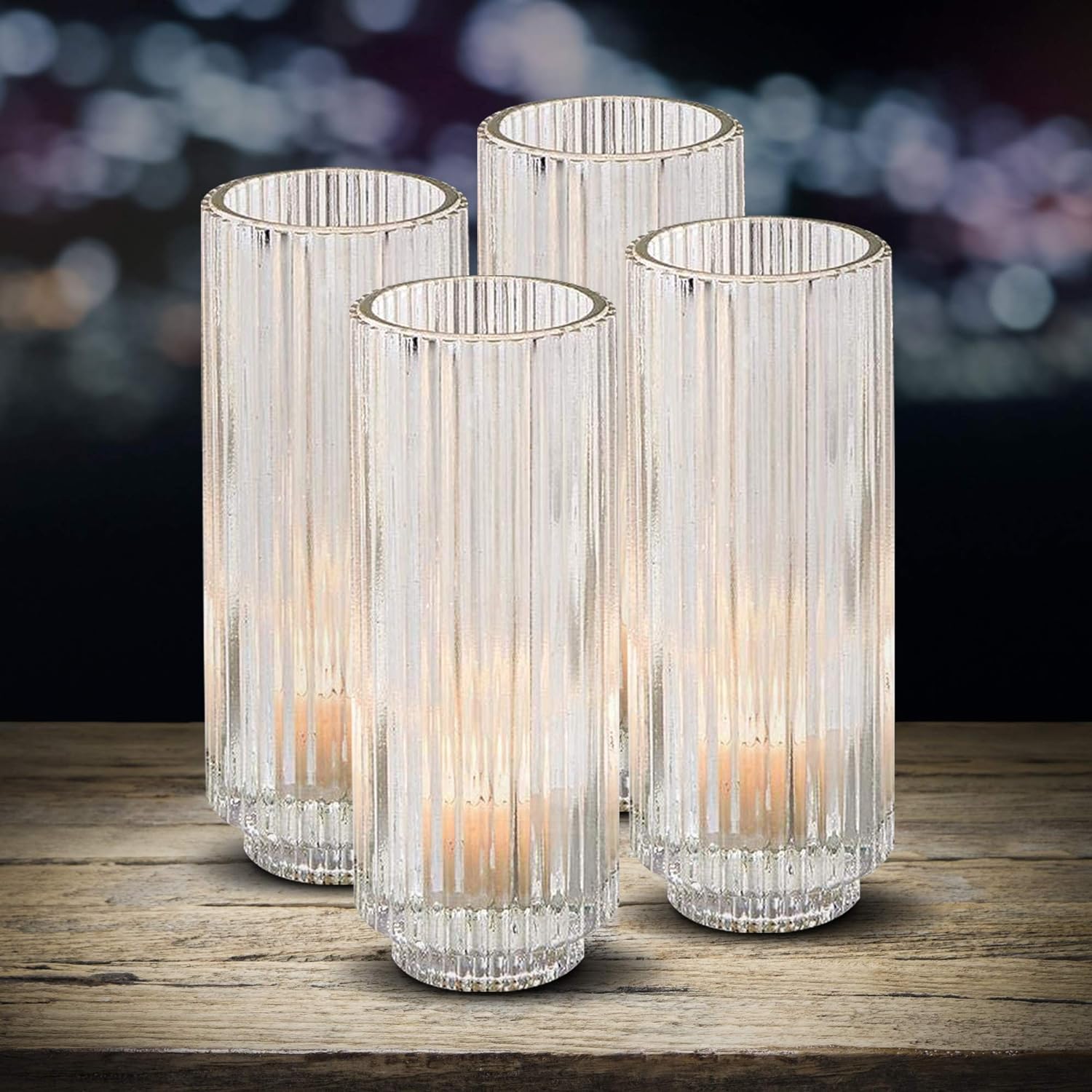 Serene Spaces Living – portavelas de cristal acanalado, perfecto para bodas y decoración del hogar, en varios tamaños y colores
