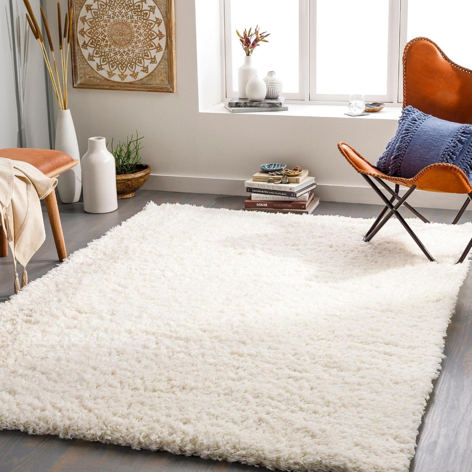 Mark&Day – Alfombras Abraham de 5 x 7 pies, alfombra moderna de pelo largo, color crema, alfombra beige para sala de estar, dormitorio o cocina (5