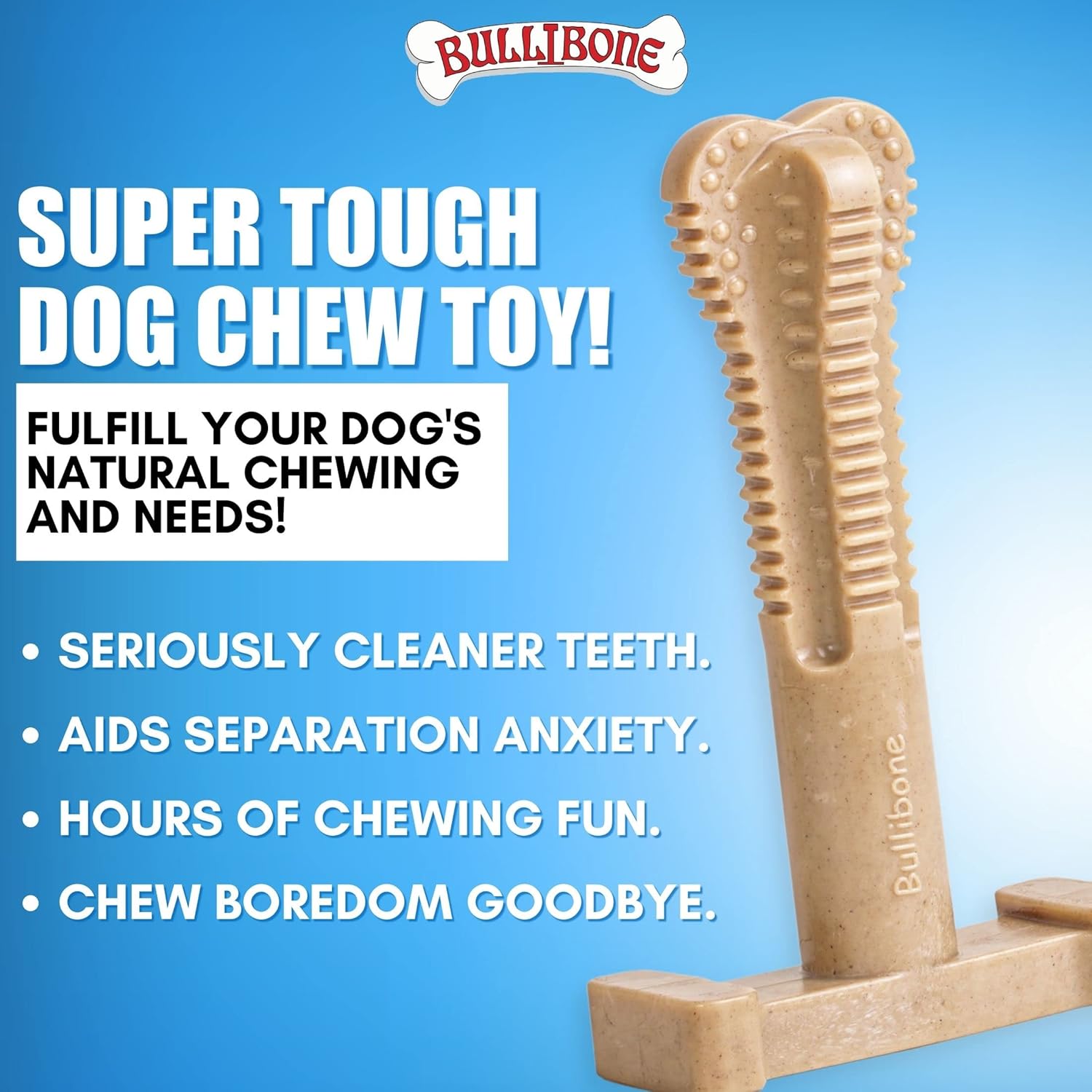 Bullibone SuperBrush cepillo de dientes para limpieza de dientes de perro, juguete masticable de nailon de larga duración para cuidado bucal y salud