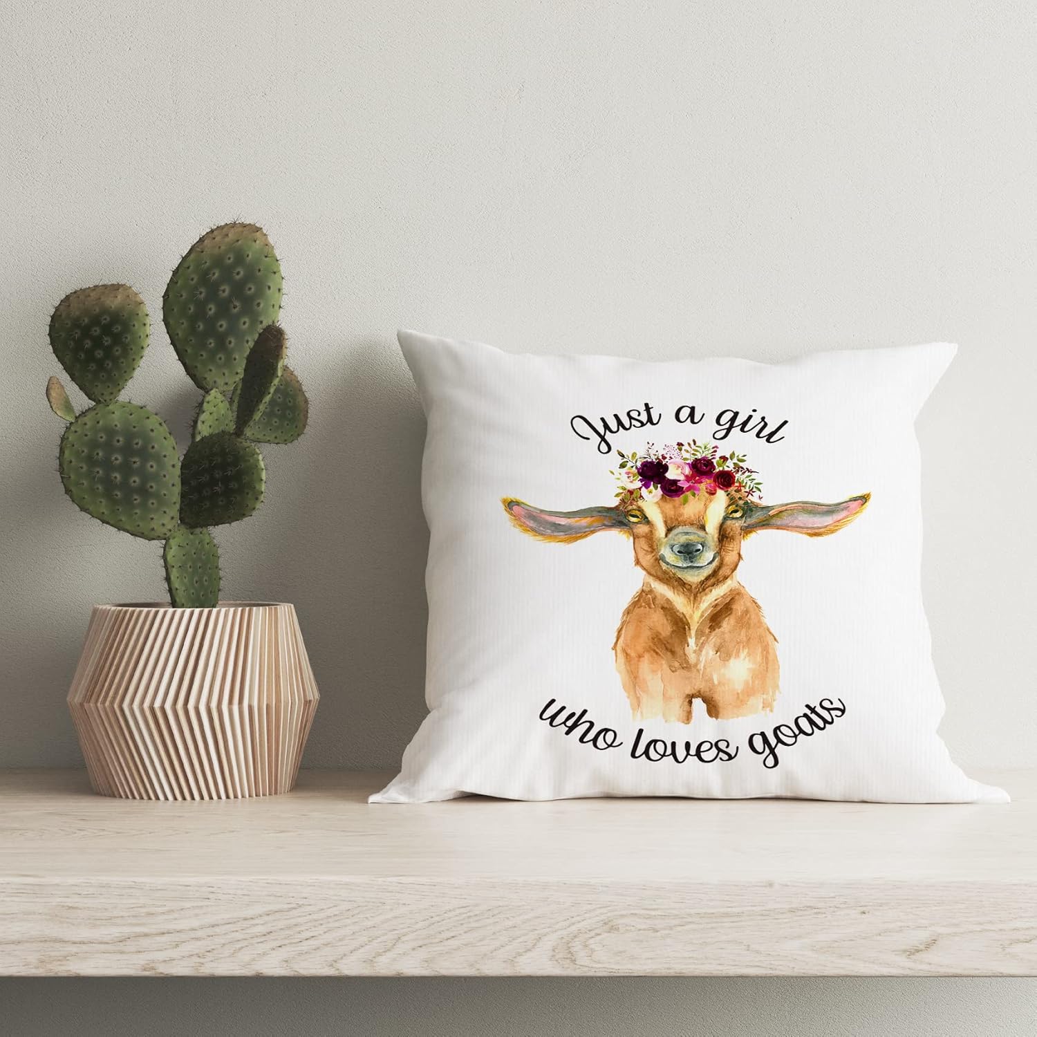 Just A Girl Who Loves Goats Goat Lover – Funda de almohada decorativa, divertida funda de almohada rústica de cabra para sofá, habitación de niña,