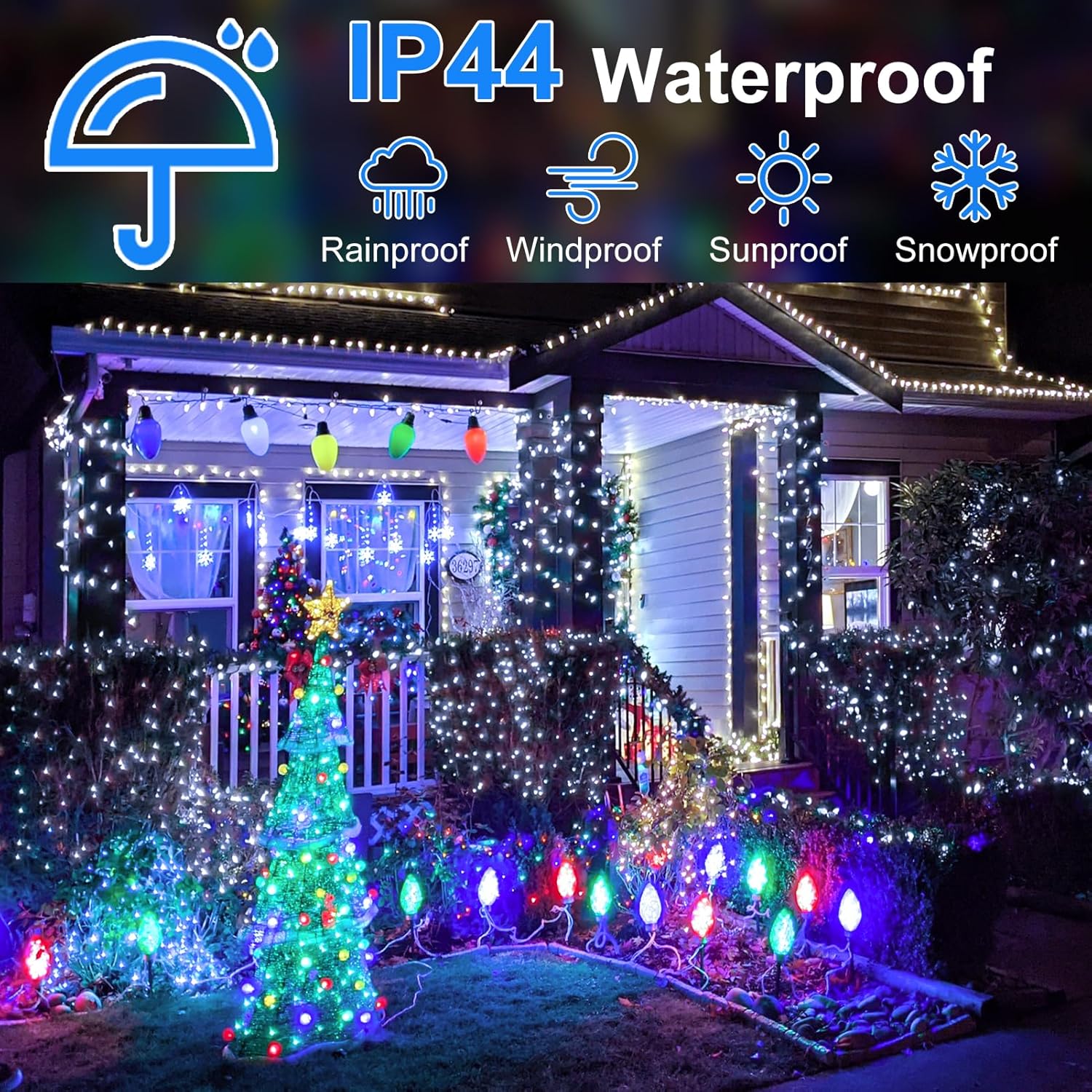 FLVOECN 1200 luces LED de Navidad de 392 pies, decoración al aire libre, 8 modos y temporizador de memoria, luces de Navidad con enchufe remoto,
