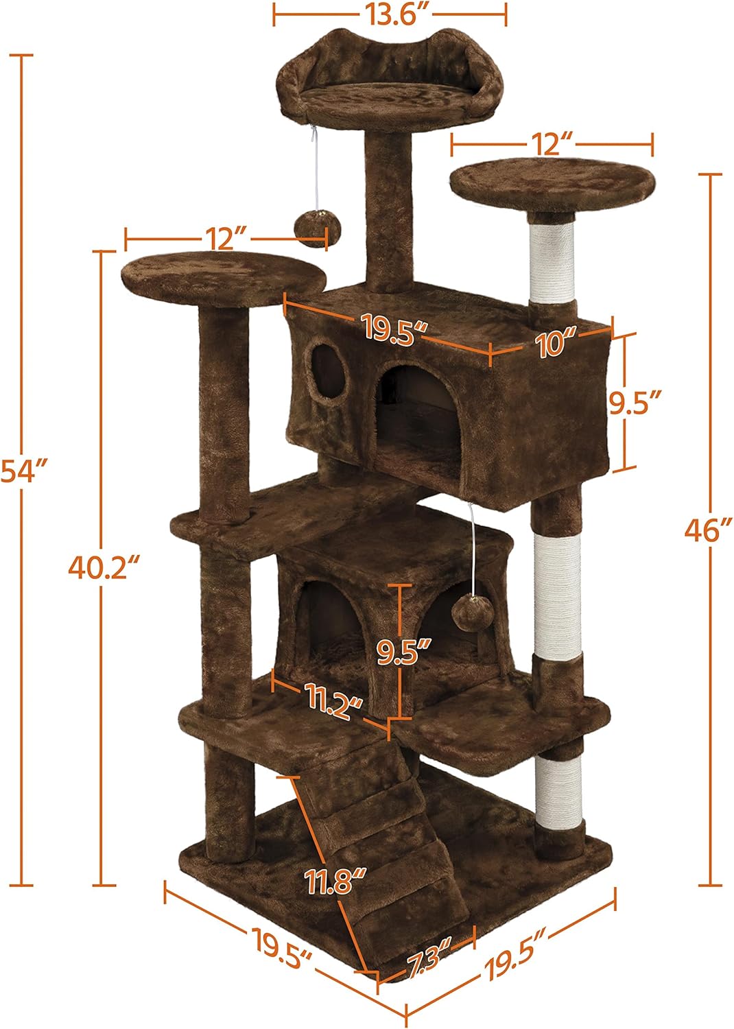 Yaheetech 51.2 pulgadas Mueble de árbol para gato Torre Muebles para que os gatos se rasquen