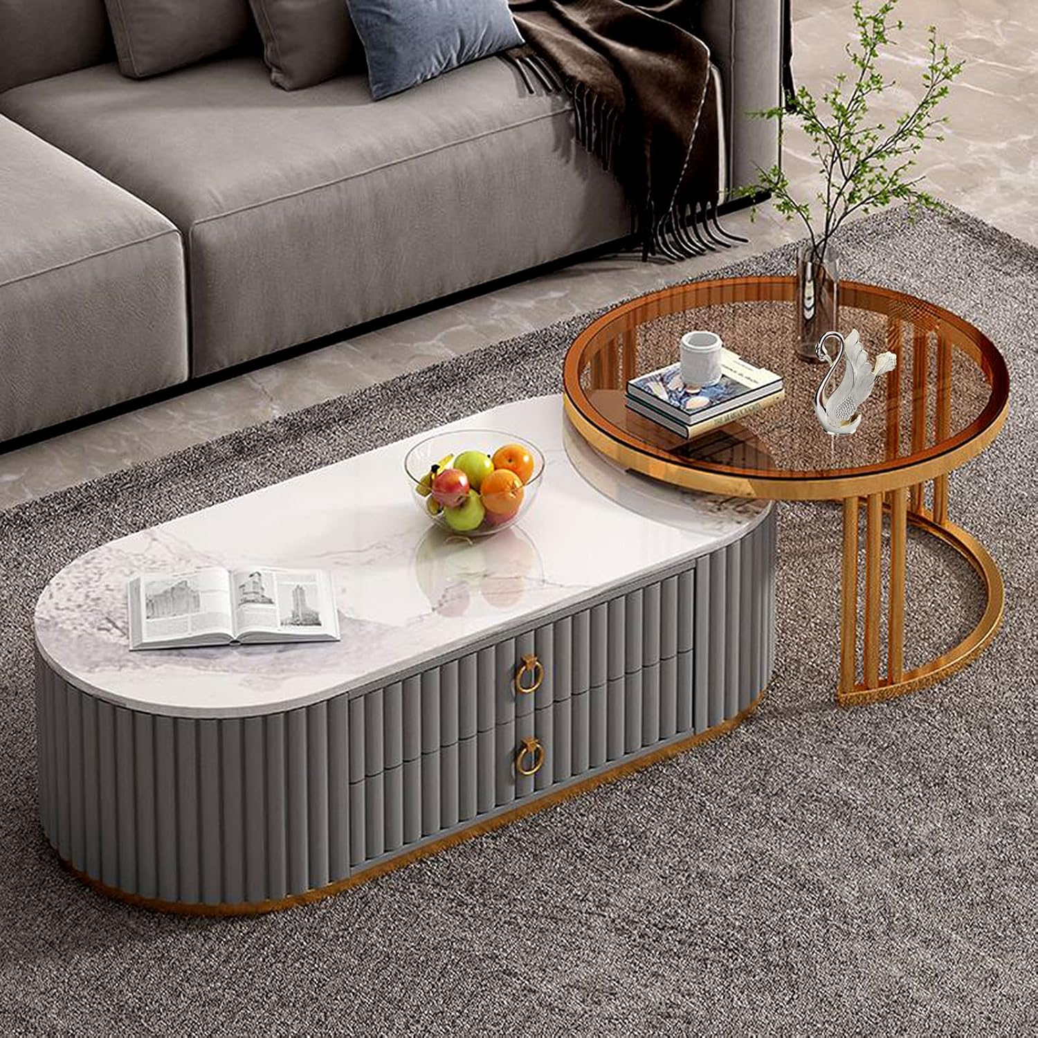 Soporte de base de cisne con 6 cucharas de postre de café, organizador de cucharas de café de metal, cucharadita de fruta, postre, cubiertos,