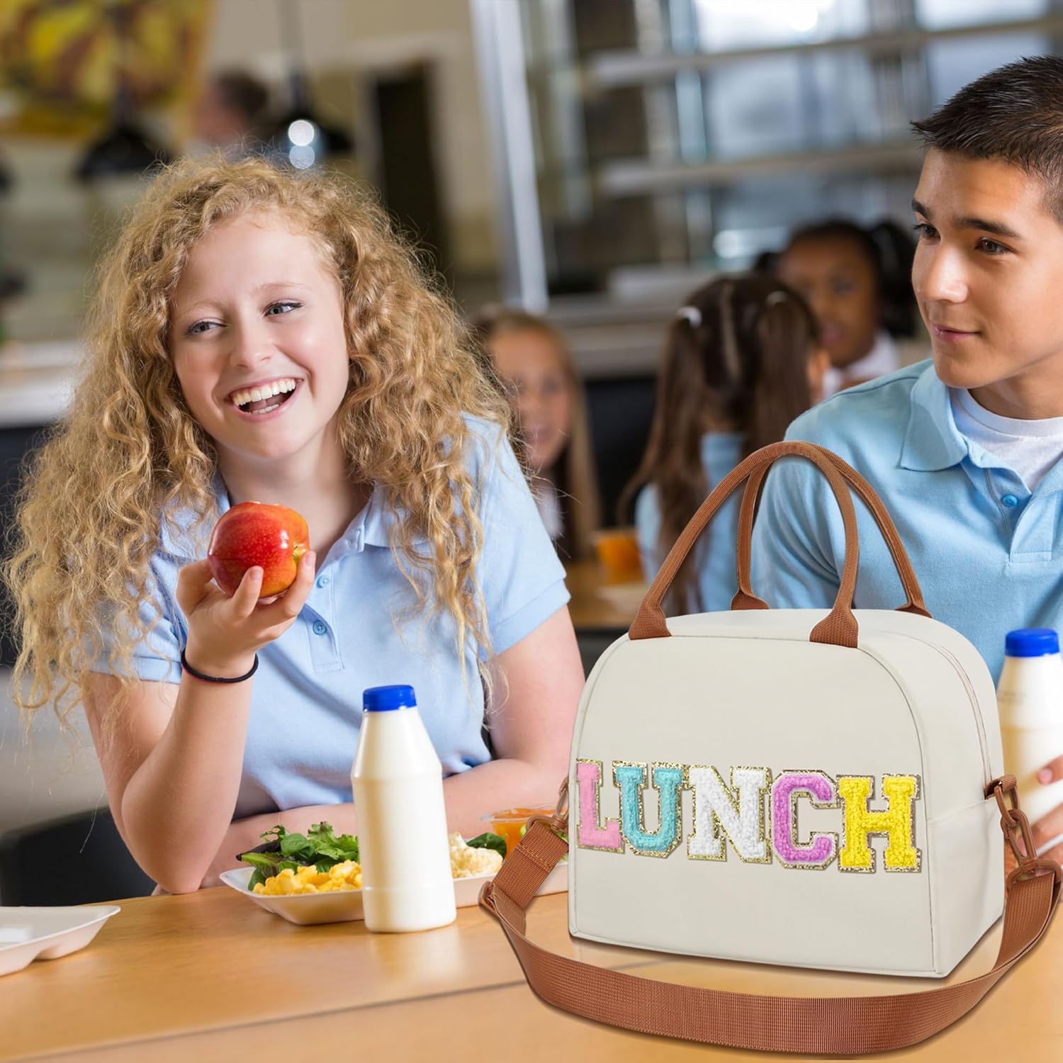 Lonchera para mujer, bolsa de almuerzo aislada grande, lonchera personalizada para niñas y adultos con correas ajustables para el hombro, bolsa de