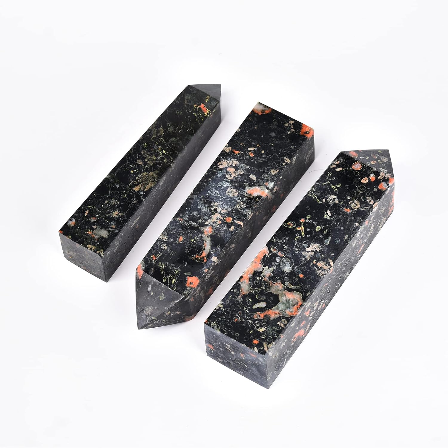 JIC Gem Varitas grandes de cristal de flor de ciruelo de jade para obelisco de cristal curativo, torre de cristal, varita de punto de cuarzo negro,