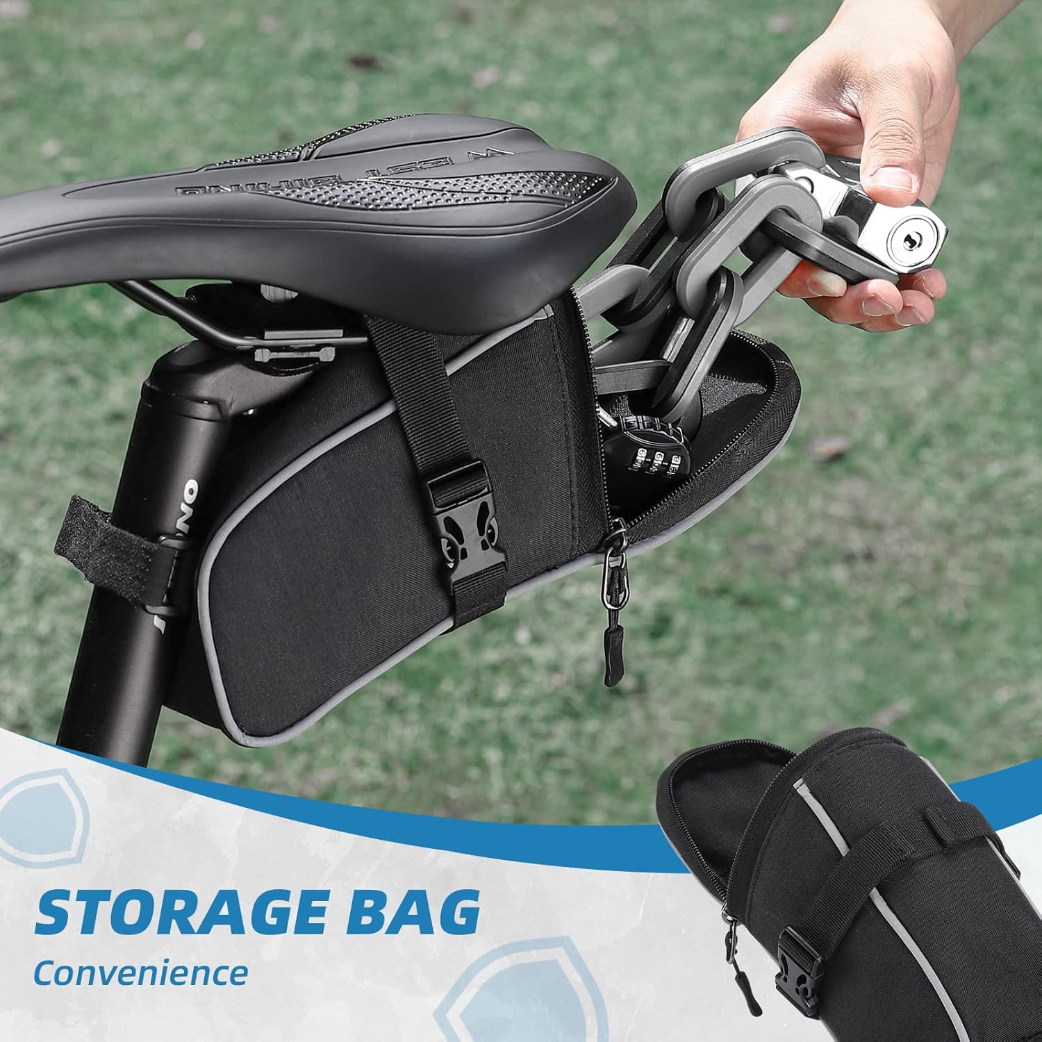 Candado de cadena para bicicleta con carcasa de ABS, cerradura de bicicleta de 3.12 pies con 0.4 pulgadas de grosor, cerradura de bicicleta