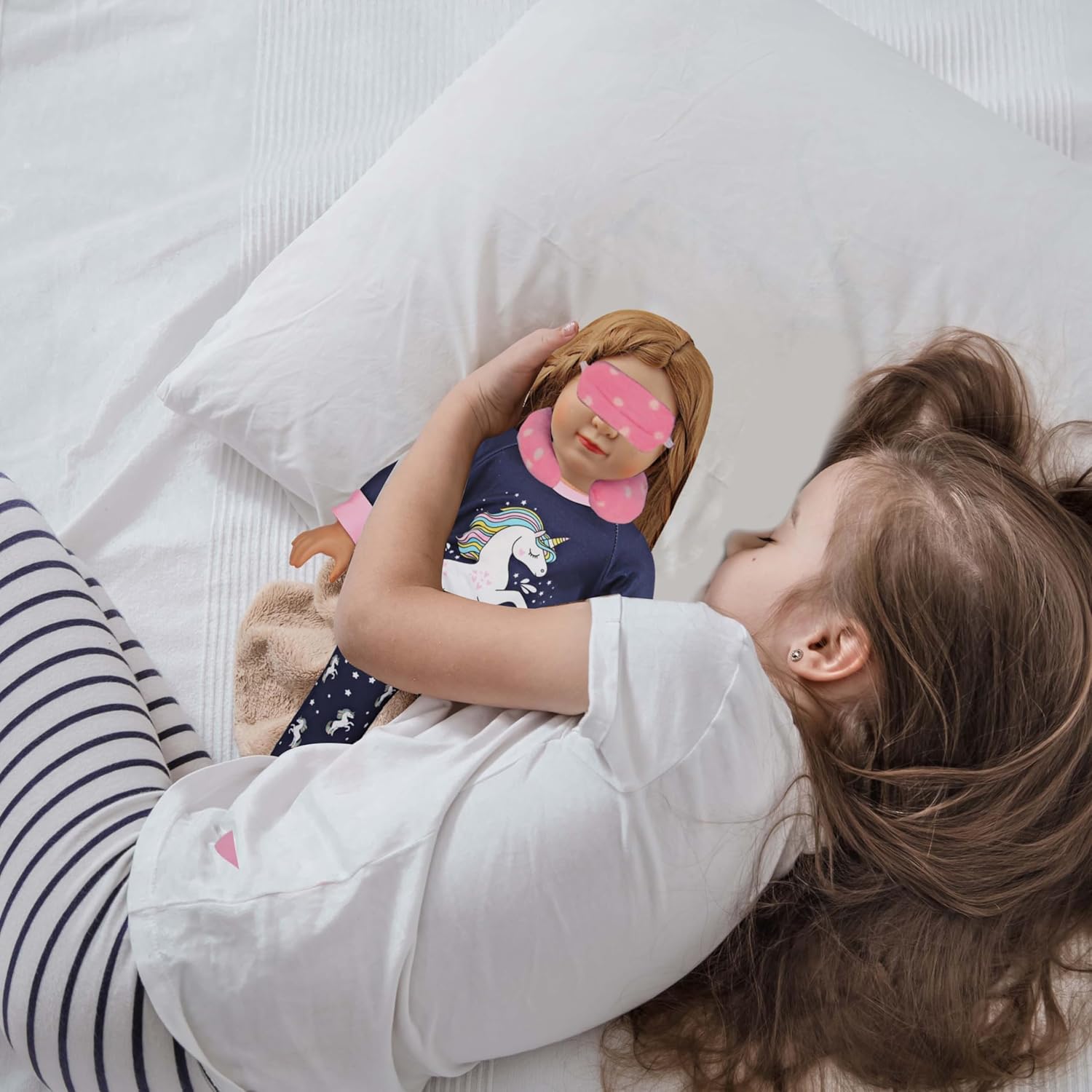 MSYO Conjunto de pijama de muñeca de 18 pulgadas, conjunto de ropa de dormir con temática de unicornio que incluye parte superior de pijama,