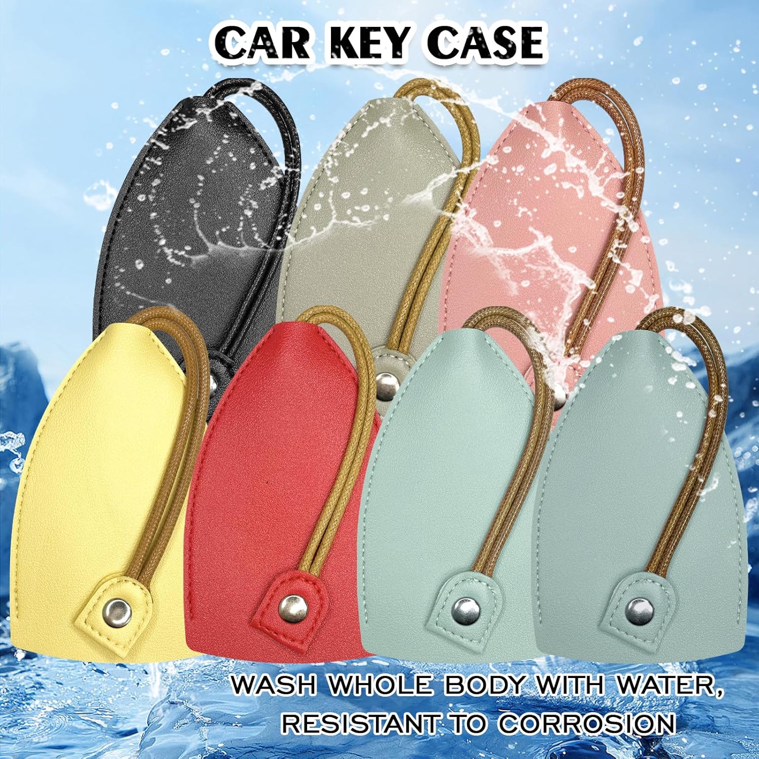 Funda creativa extraíble para llaves, funda de cuero de gran capacidad, llavero de automóvil, lindo protector, Azul Niebla
