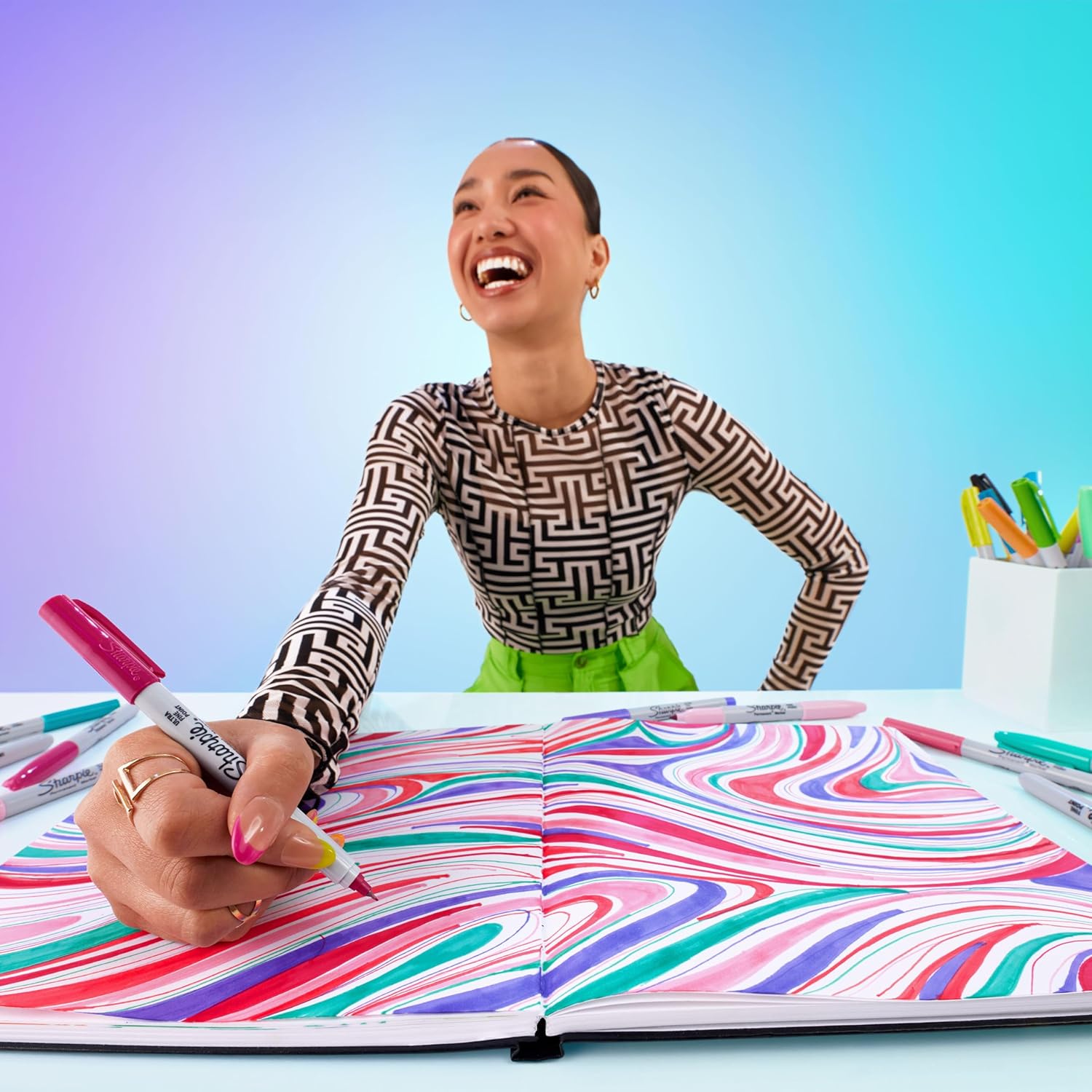 SHARPIE Glam Pop – Marcadores permanentes, juego de marcadores de punta ultrafina, rellenos de calcetines, suministros de arte, regalos para