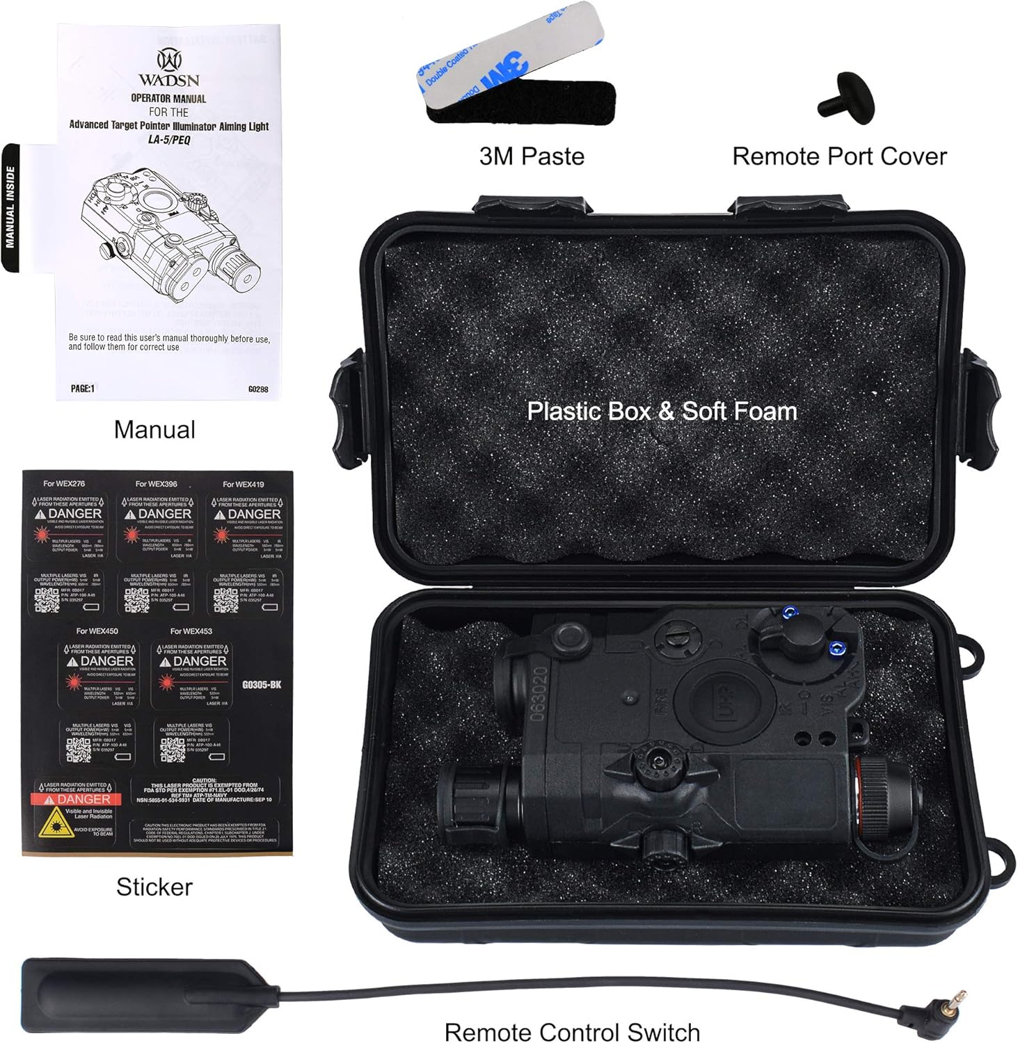 ActionUnion Airsoft PEQ 15 IR Laser PEQ Box Linterna blanca + mira láser verde con versión de actualización IR caja de batería para AEG GBB CQB