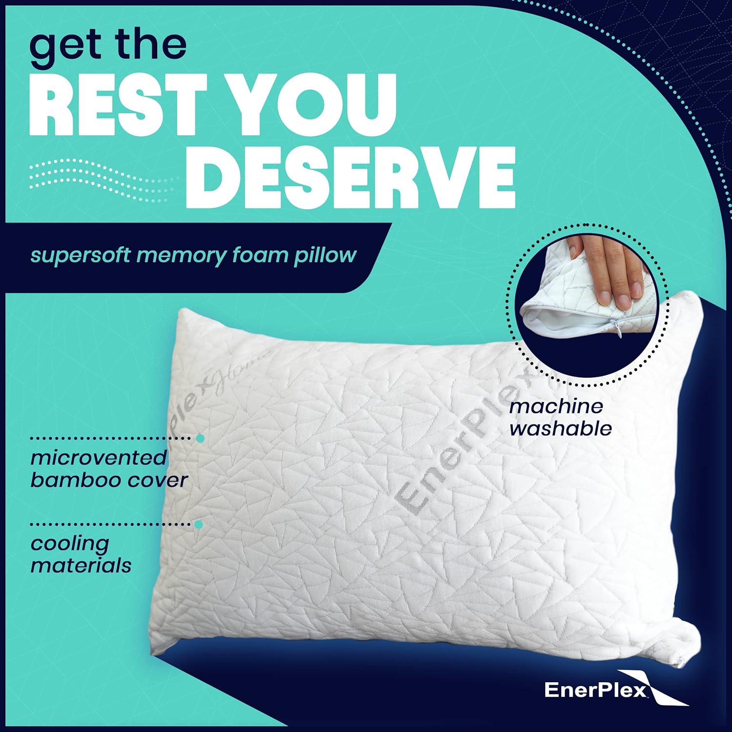 EnerPlex Almohadas de espuma viscoelástica  Paquete de 1 almohada ajustable con certificación CertiPUR-US tamaño King para dormir con espuma extra y