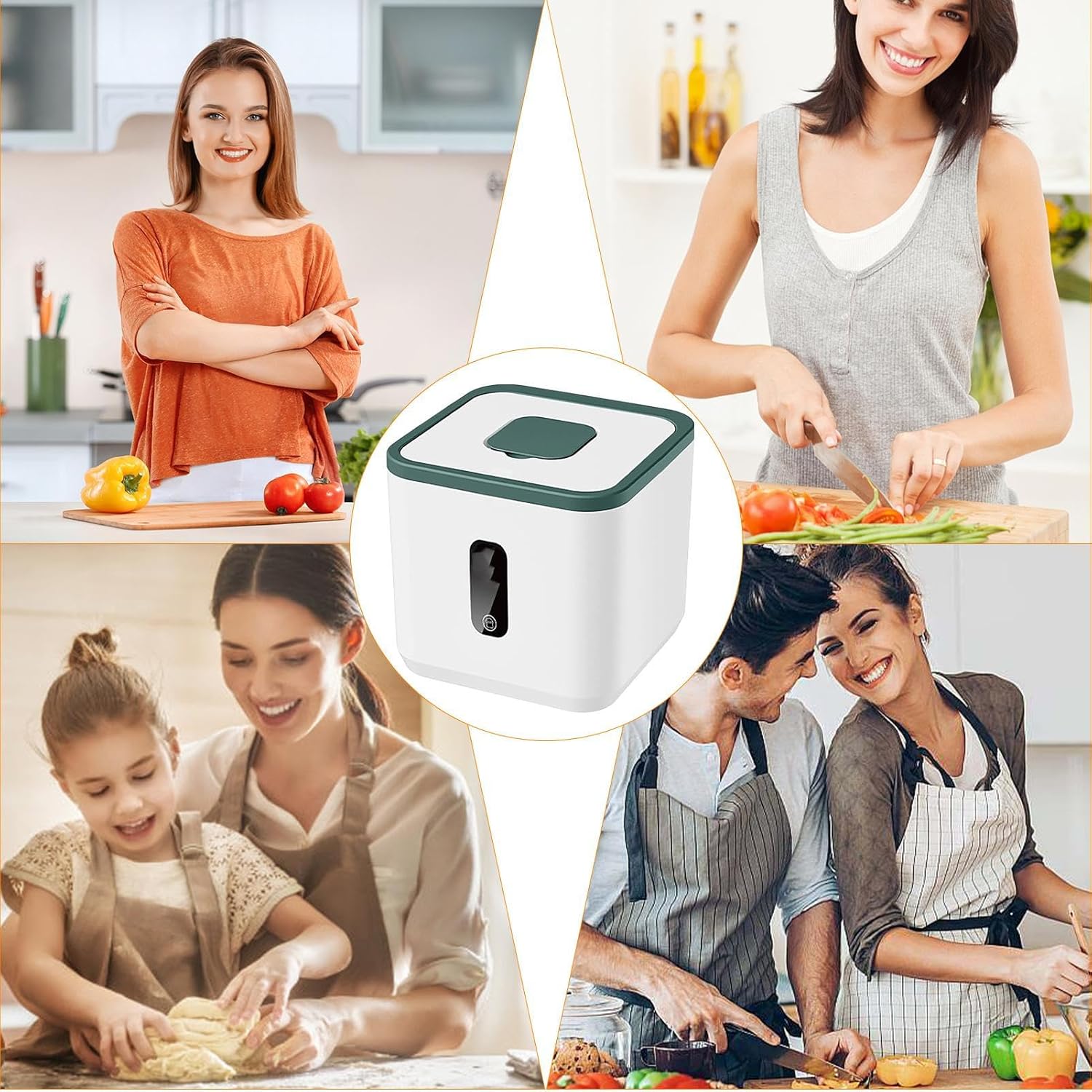 Dispensador de arroz, contenedor de arroz de 22 a 25 libras, Contenedores de alimentos, Contenedor de harina de alimentos secos con taza medidora,