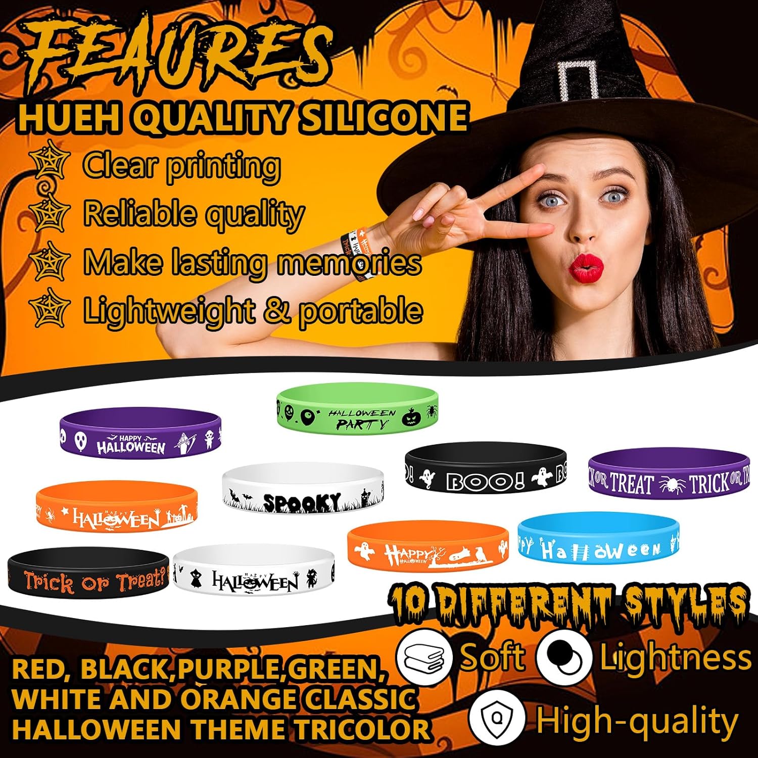 Halloween Rubber Wristbands Halloween Silicone Bracelets Trick or Treat for Kids Halloween Party Favors for Kids
