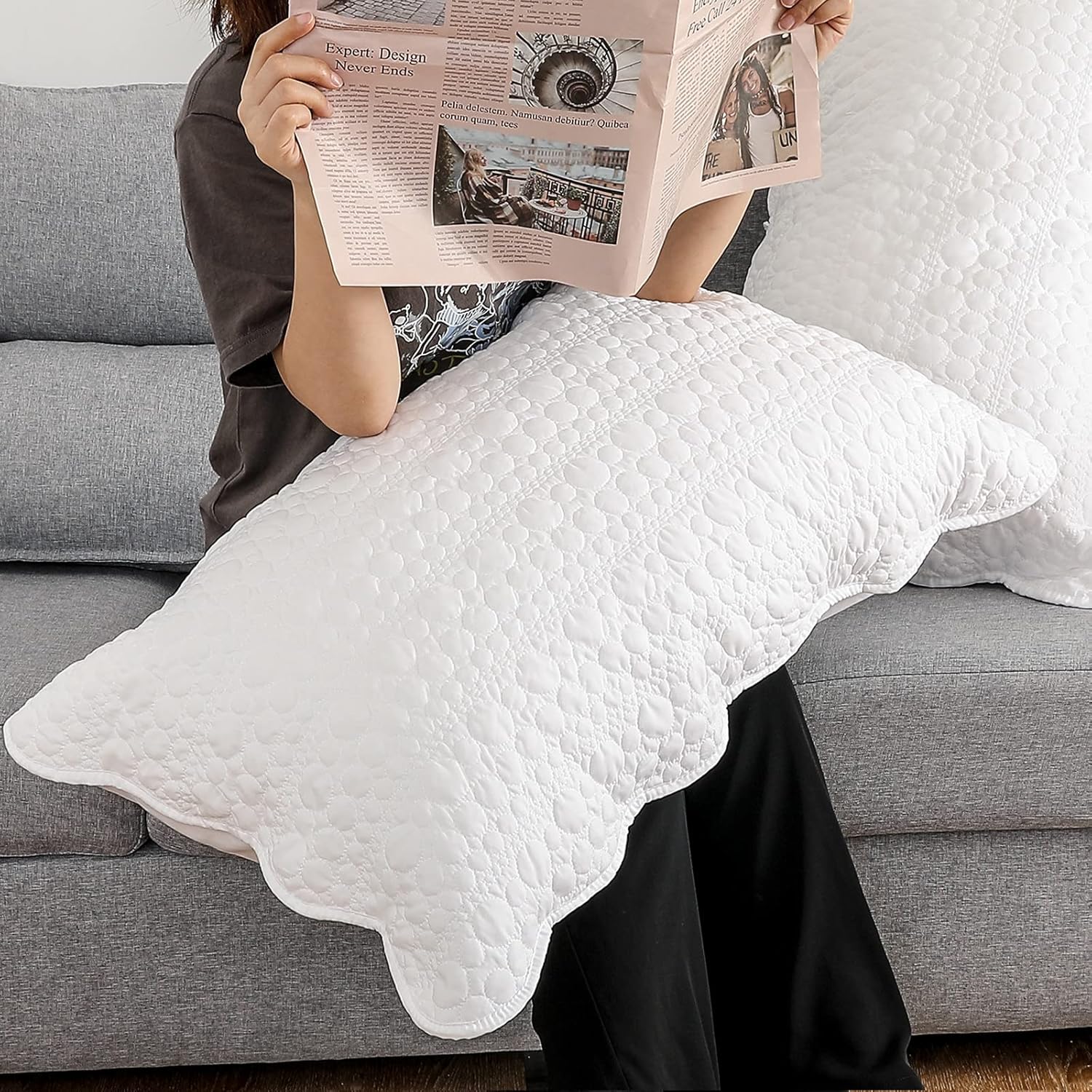 Juego de 2 fundas de almohada de tamaño estándar, ultra suaves y transpirables de 20 x 26 pulgadas, fundas de almohada acolchadas con cierre de
