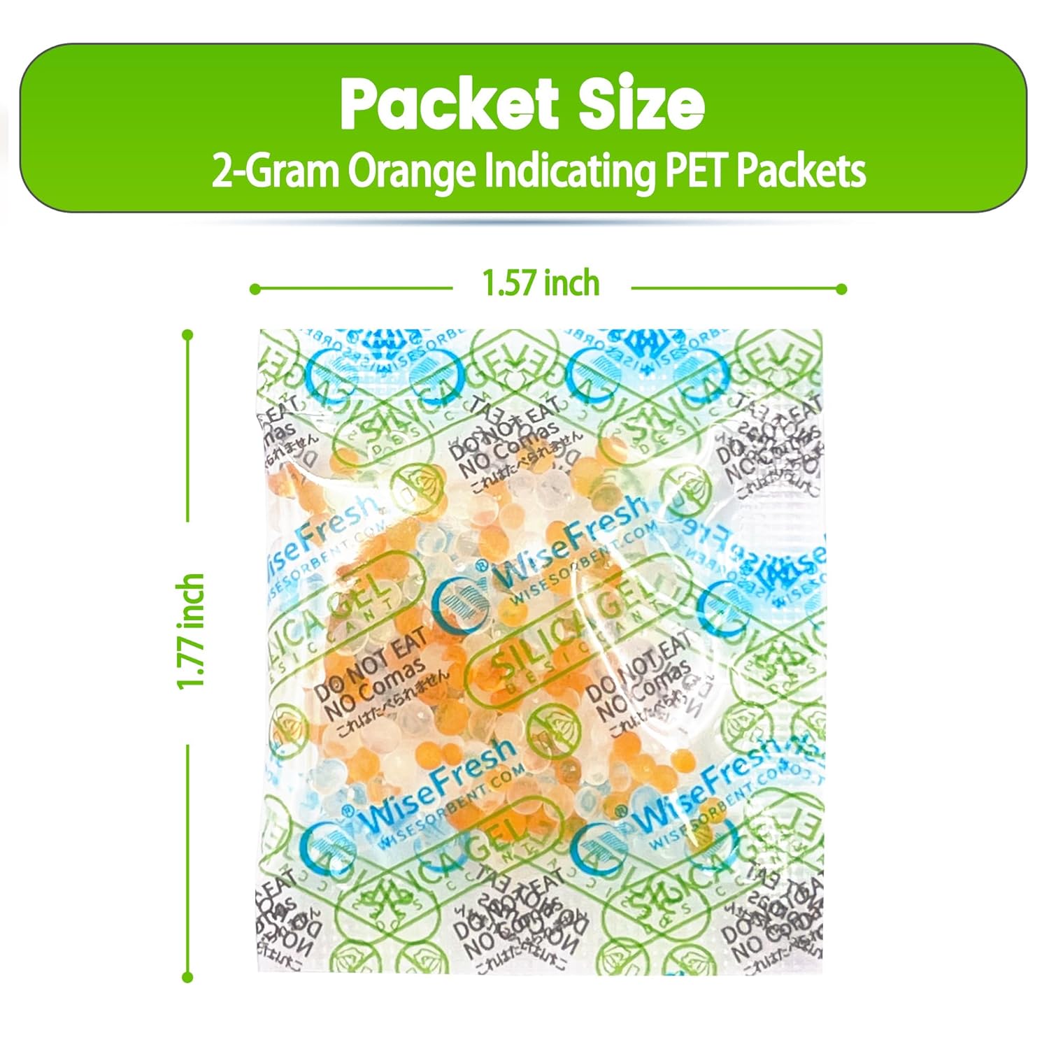 Paquete de 300 desecantes seguros para alimentos de 0.07 oz, paquetes de gel de sílice para almacenamiento de alimentos, indicadores de naranja a