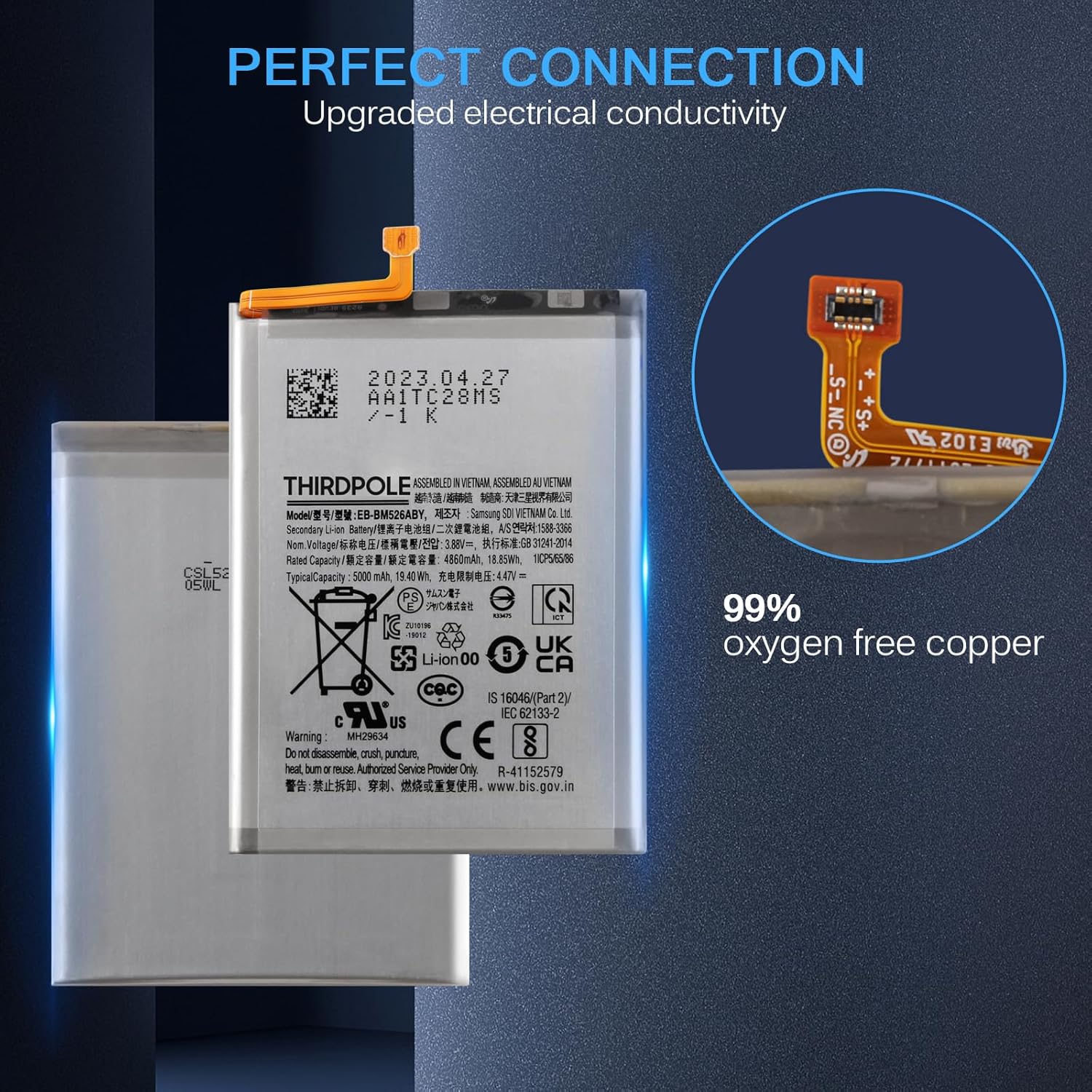 Reemplazo original de la batería para Samsung Galaxy A23 5GM52 5G EB-BM526ABY 5000mAh capacidad estándar SM-M526 SM-A236 batería incluye kit