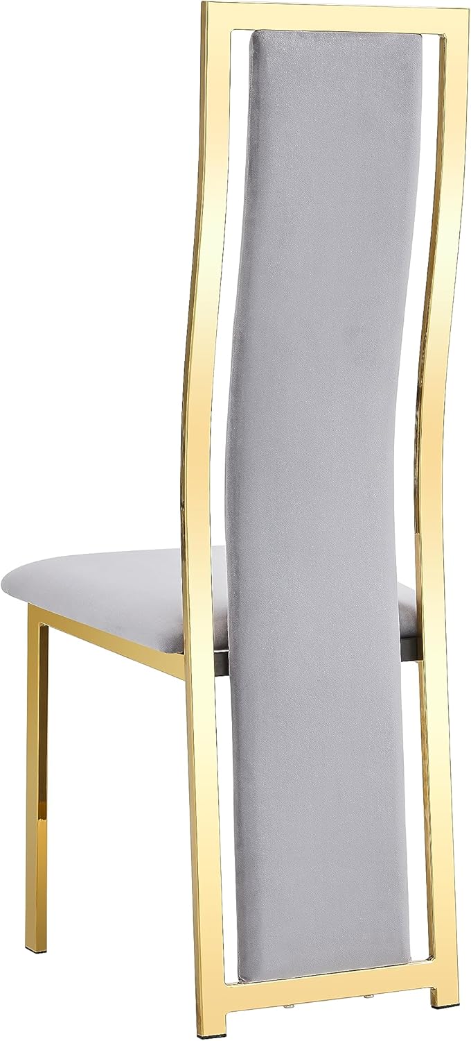 ME2 Juego de 2 sillas de comedor, elegantes patas de acero inoxidable doradas, sillas de comedor tapizadas de terciopelo para cocina y comedor (gris)