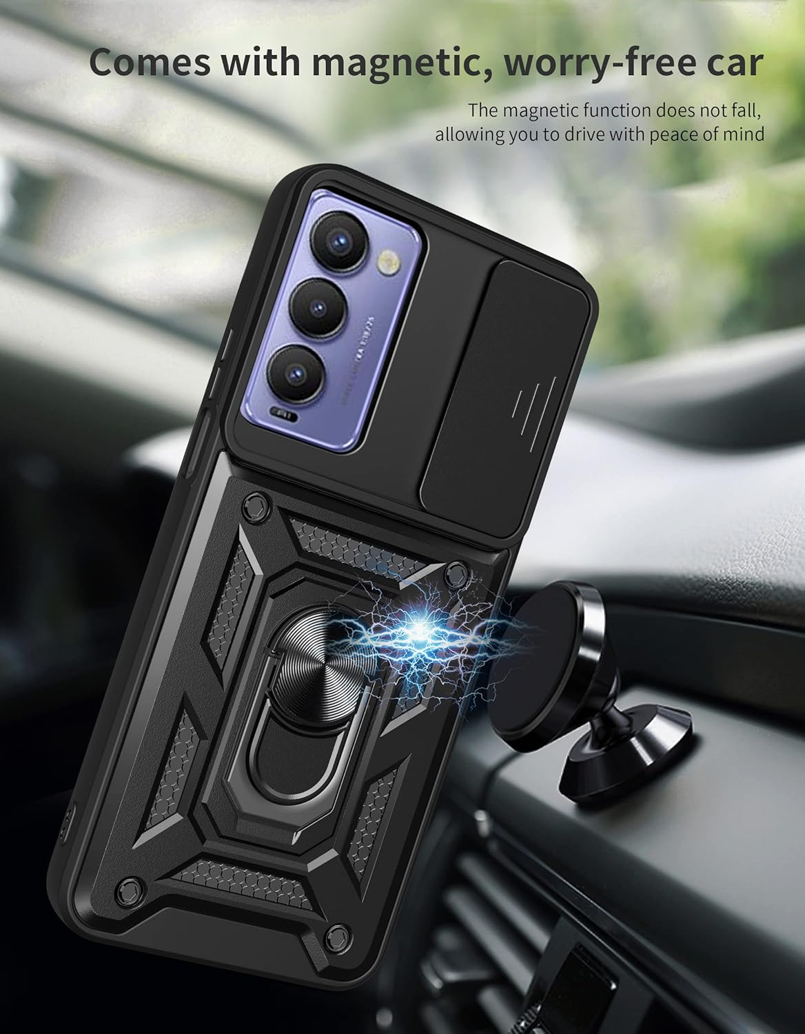 Compatible con Tecno Camon 18 P Carcasa de soporte, con cubierta deslizante para lente de cámara compatible con Tecno Camon 18P CH7n CH7  Camon 18