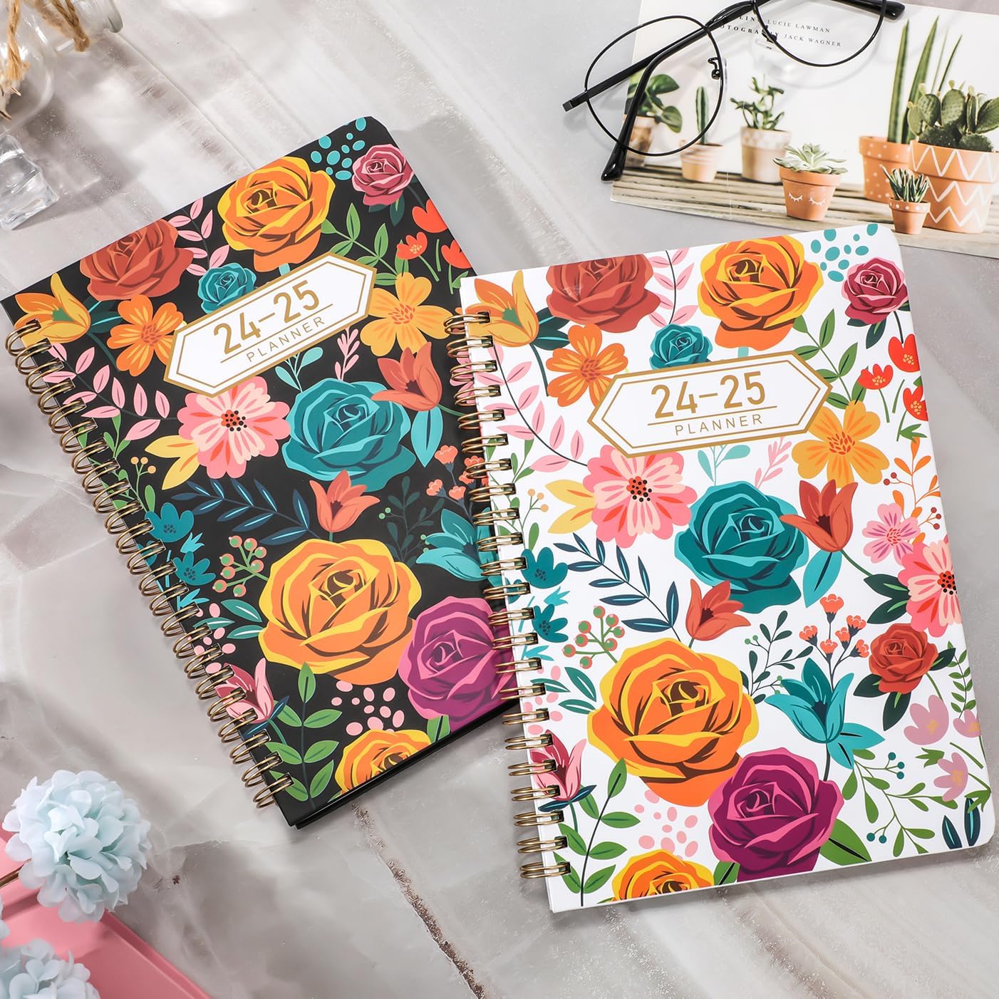Agenda semanal de objetivos, agenda diaria con rastreador de hábitos, 8.5 x 6.2 pulgadas, encuadernado en espiral, adecuado para la escuela,