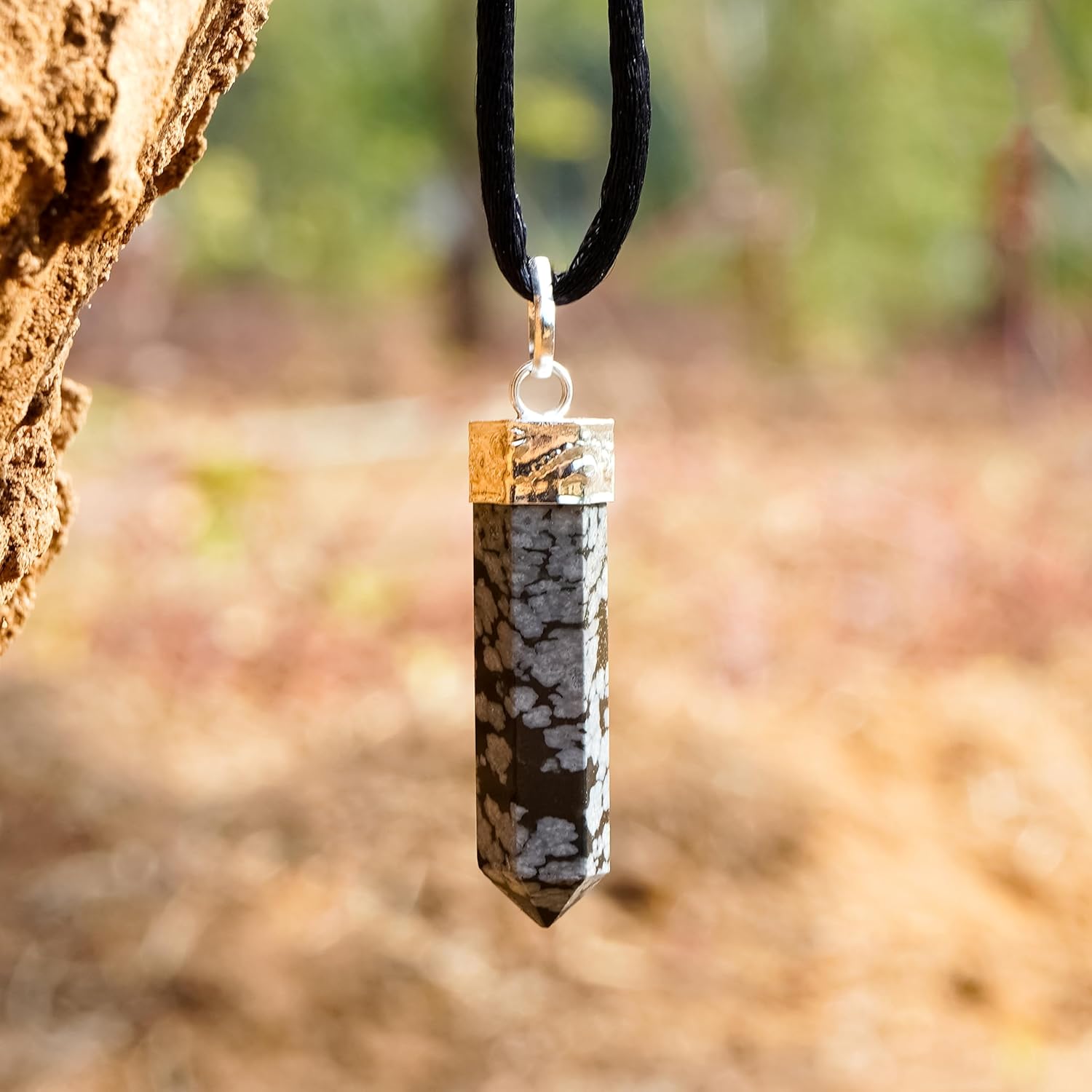 Colgante curativo de cristal de obsidiana de copo de nieve  Para raíz y chakra sacro  Aporta conciencia de la conciencia del alma, optimismo,