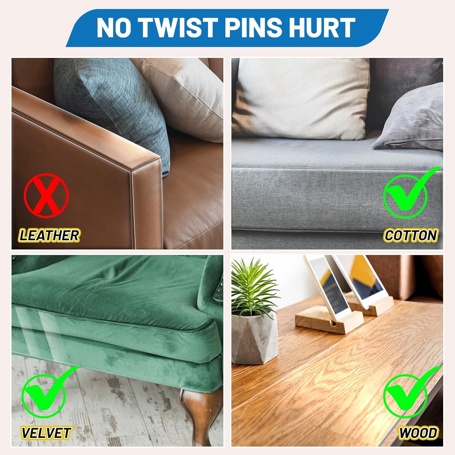 Sin pines protector de muebles Eosarcu para gatos, paquete de 16 protectores de sofá de un solo lado contra garras de gato, protector de sofá