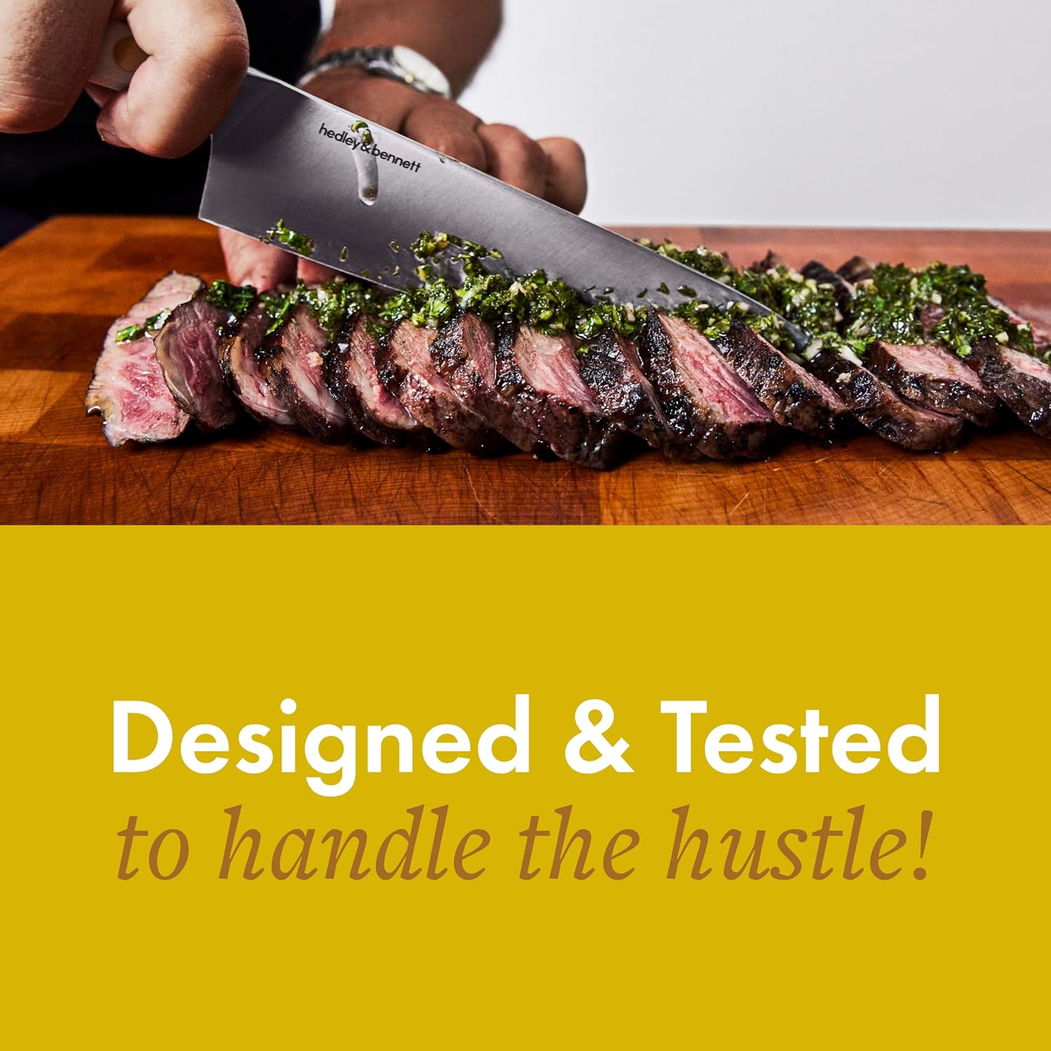 hedley & bennett Cuchillo de chef  Cuchillo de cocina japonés de 8 pulgadas  Acero inoxidable de tres capas, borde afilado liso, regalo de cocina