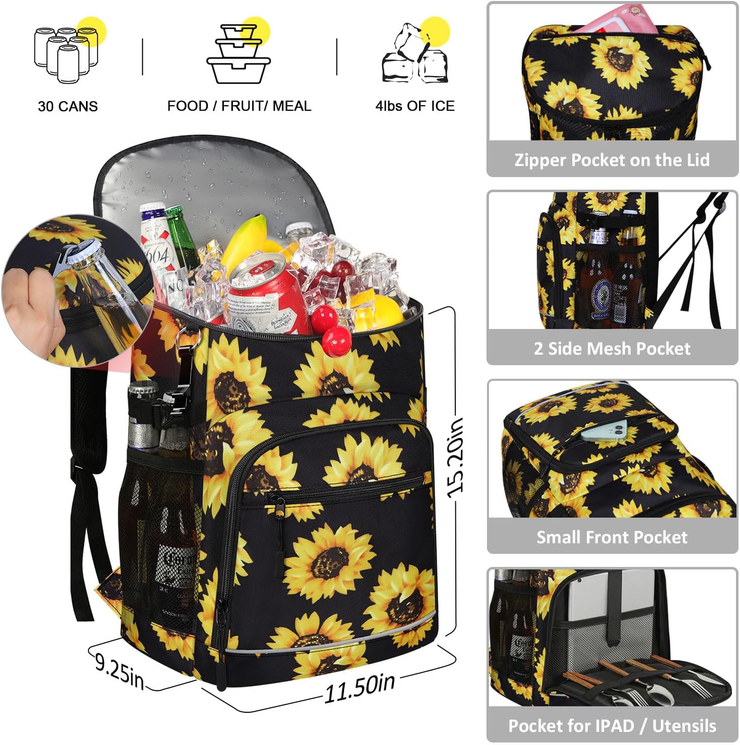 Mochila térmica aislada a prueba de fugas, impermeable, bolsa enfriadora de 30 latas, gran capacidad, ligera, para viajes, camping, playa, hielera