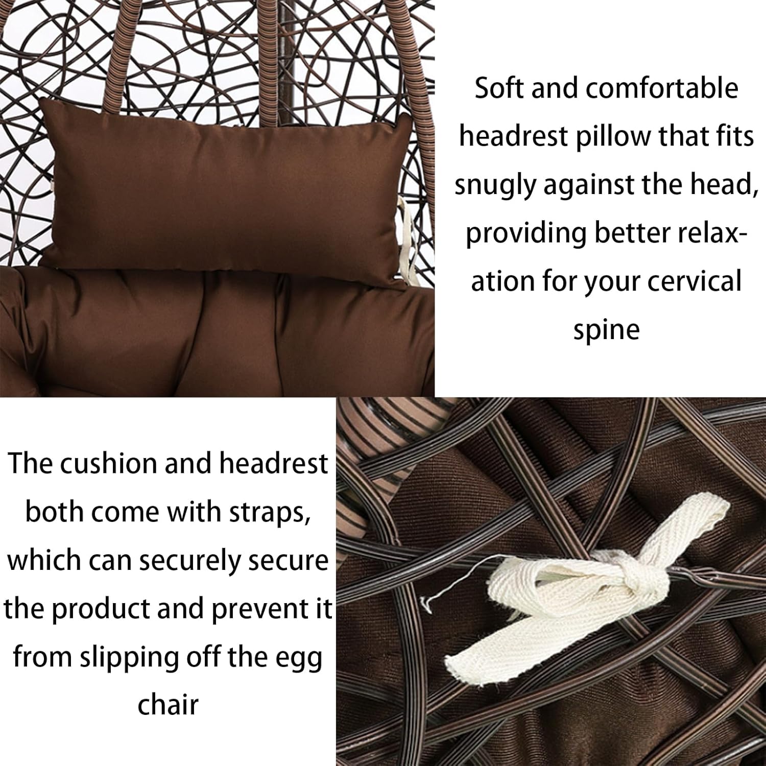 Eoieov Cojín grande para silla oscilante, cojín redondo de 45 x 45 pulgadas con almohada para reposacabezas para columpio de huevos, silla giratoria