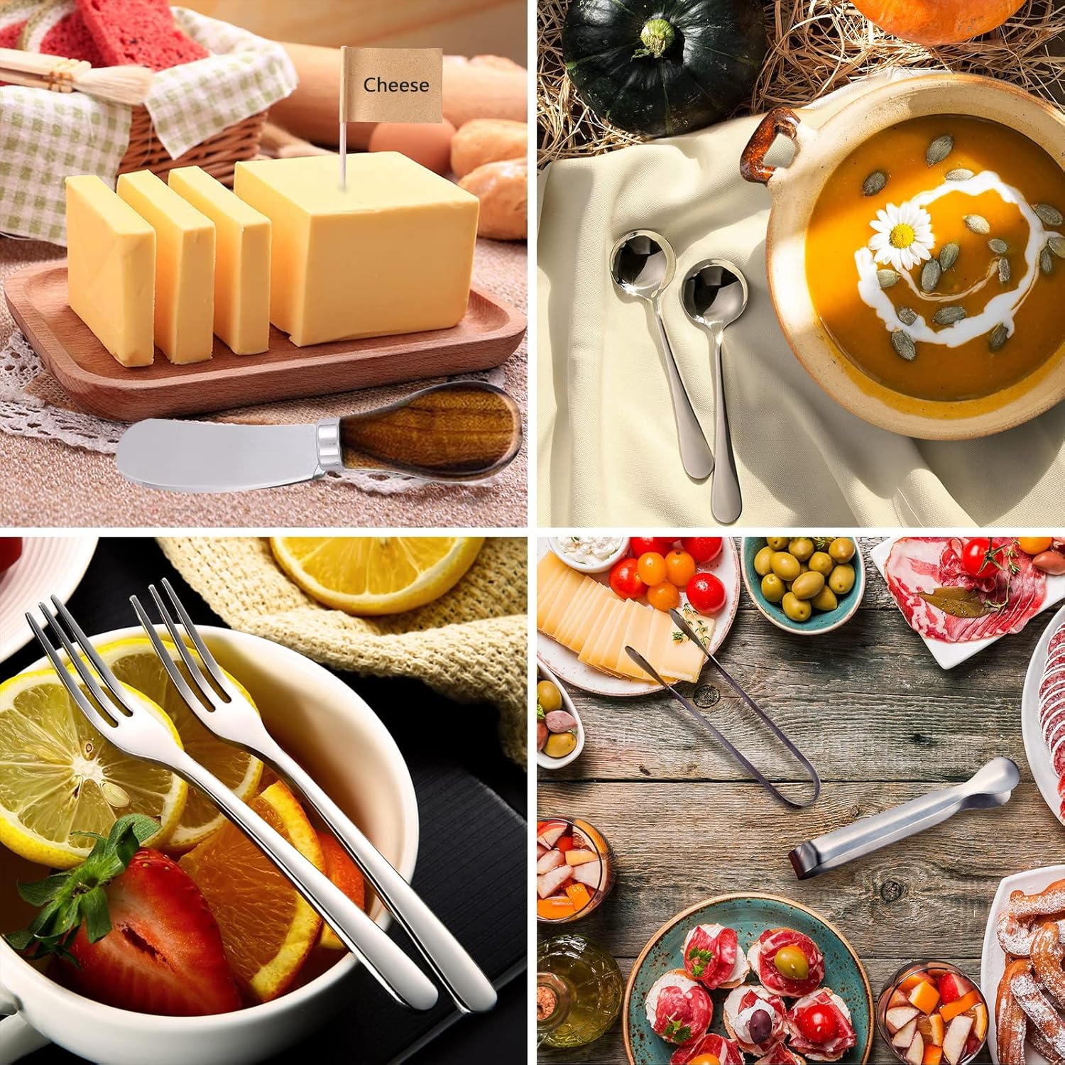 Accesorios para tableros de embutidos (29 piezas) Esparcidores de queso para tablero de embutidos, mini cuchara de servir, tenedor, pinzas, palillo