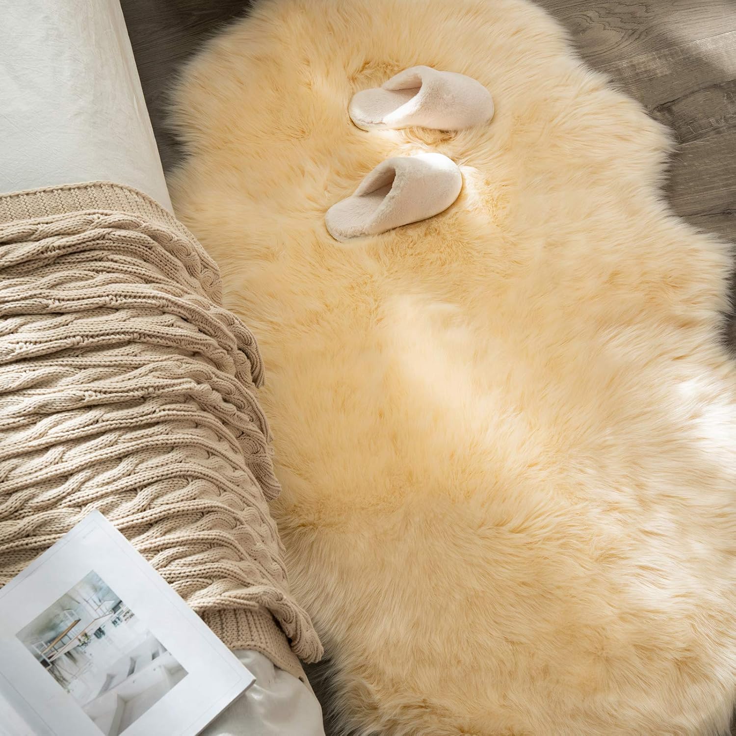 MIULEE – Tapete de pelo sintético de oveja, decorativo, supersuave, mullido, para poner al lado de la cama, sofá, suelo y habitación del bebé, 3 x 5