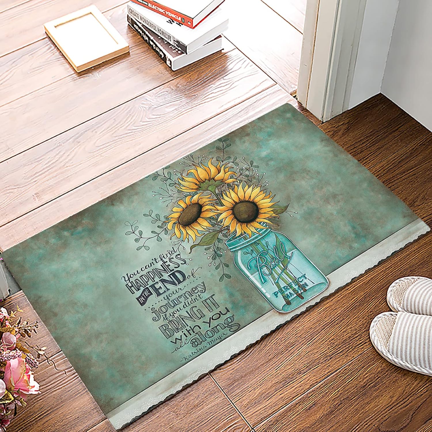 Tapete para interior con diseño de girasoles, tapete para baño, antideslizante, lavable, absorbente, decoración del hogar para cocina, estilo